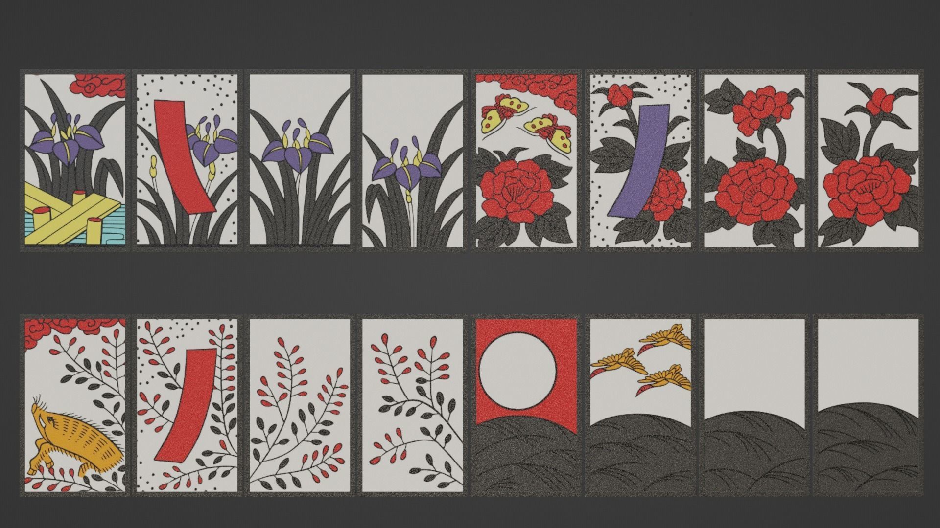 Hanafuda - Flower Cards Low-poly 3D model_13