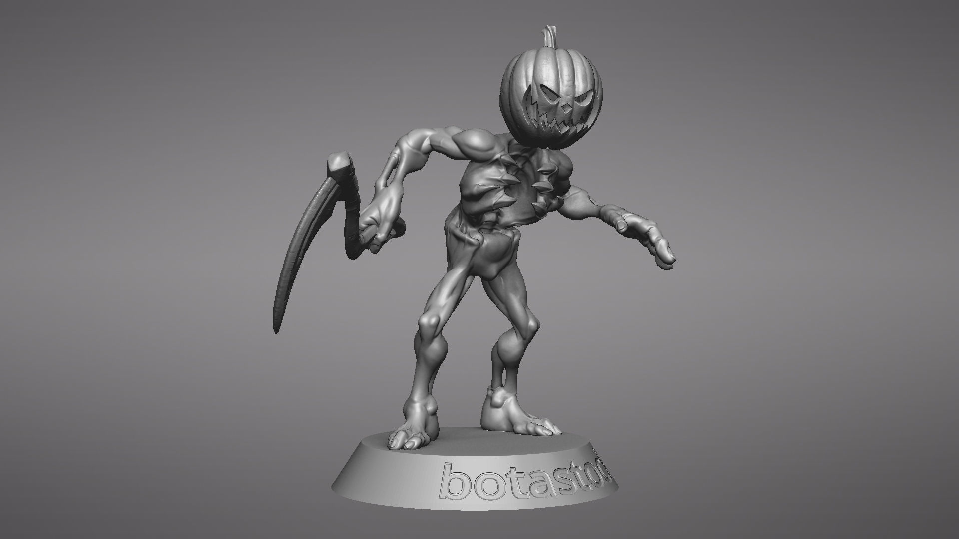 Pumpkin Undead Pose 01 3D print model_19