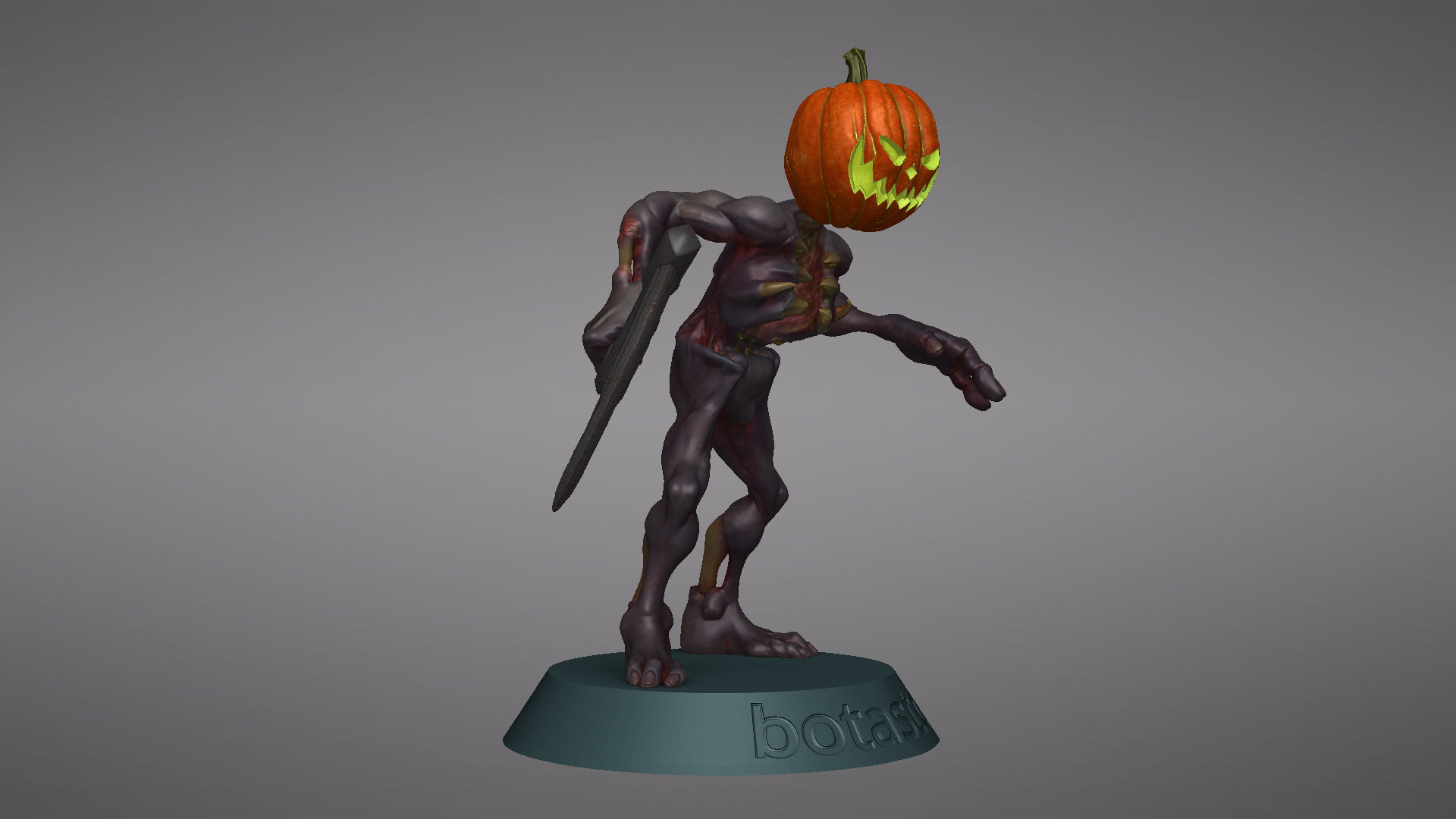 Pumpkin Undead Pose 01 3D print model_48