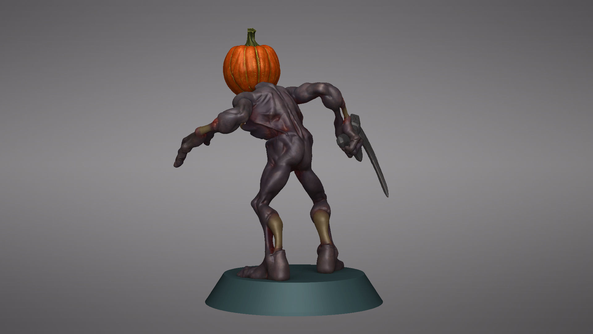 Pumpkin Undead Pose 01 3D print model_34