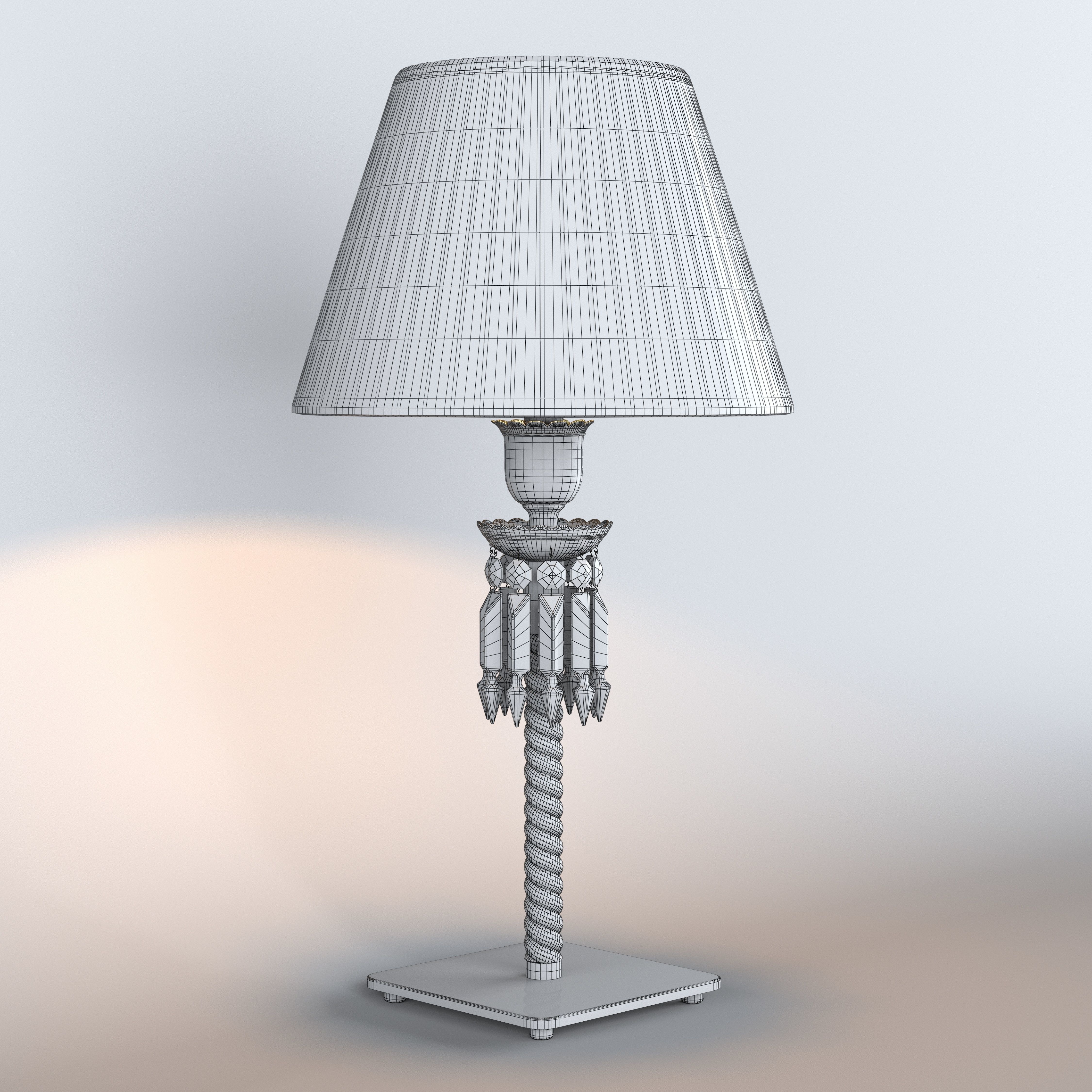 TORCH LAMP WHITE LAMPSHADE 3D model_4