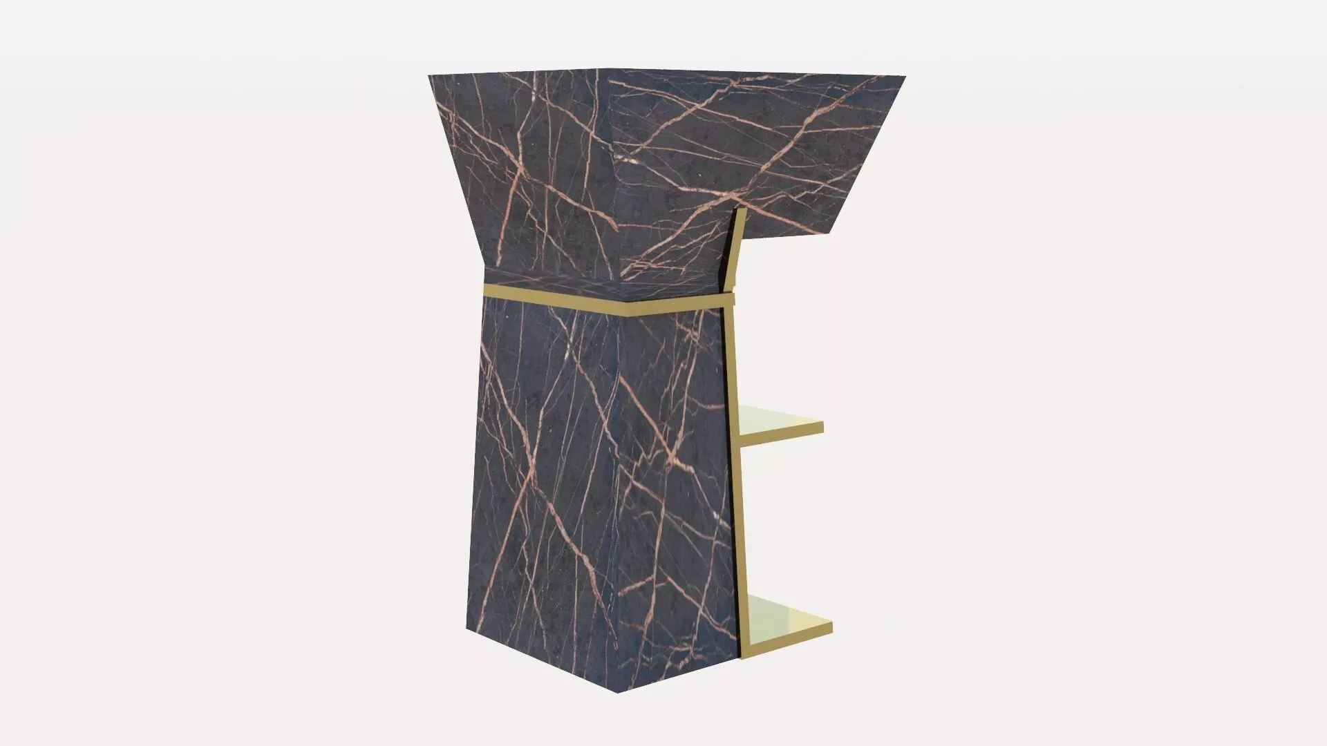 lavabo marble box with gold details 3D model