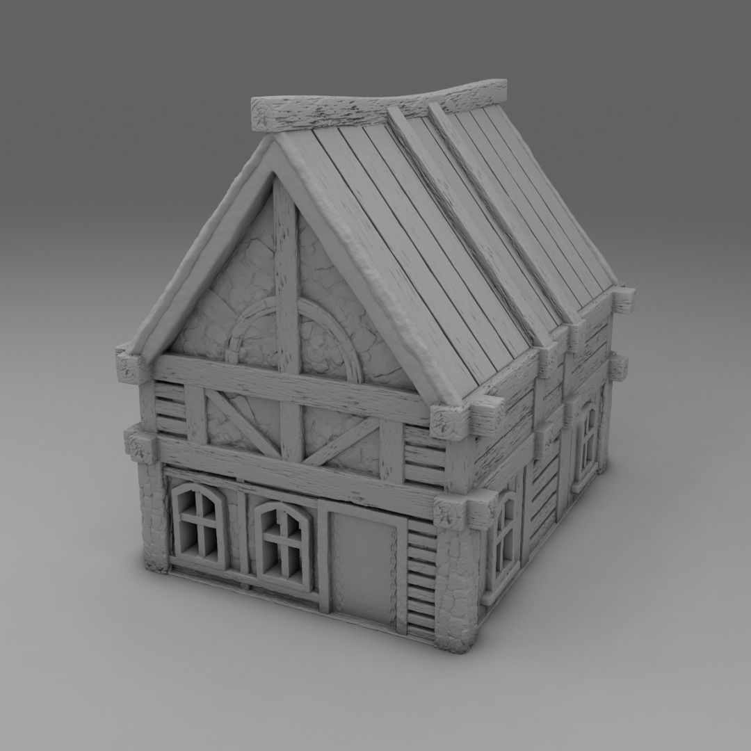 Set of Stylized Village 5 model  3D print model_3