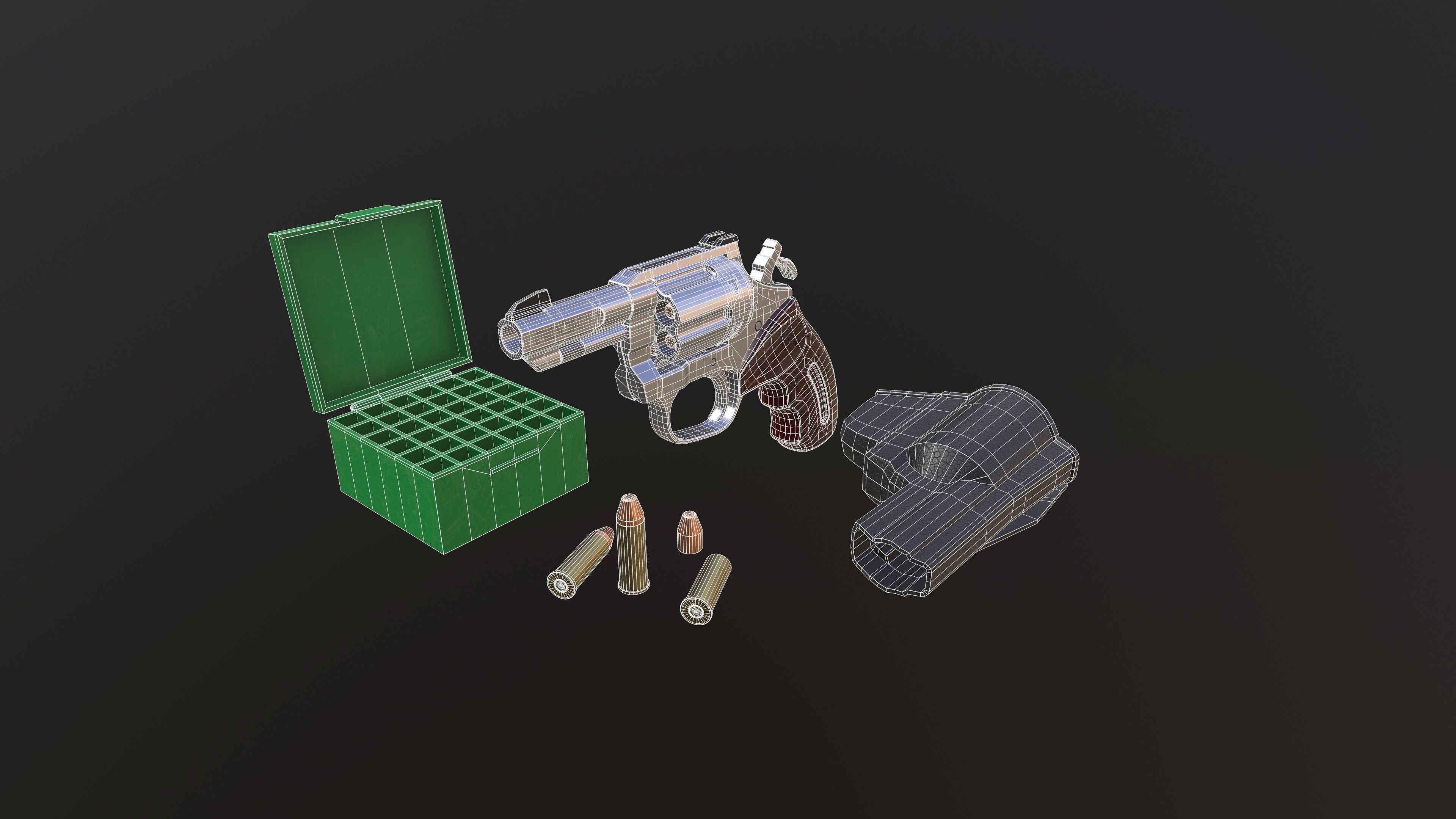 Rook Compact Revolver Stainless with Accessories Low-poly 3D model_38