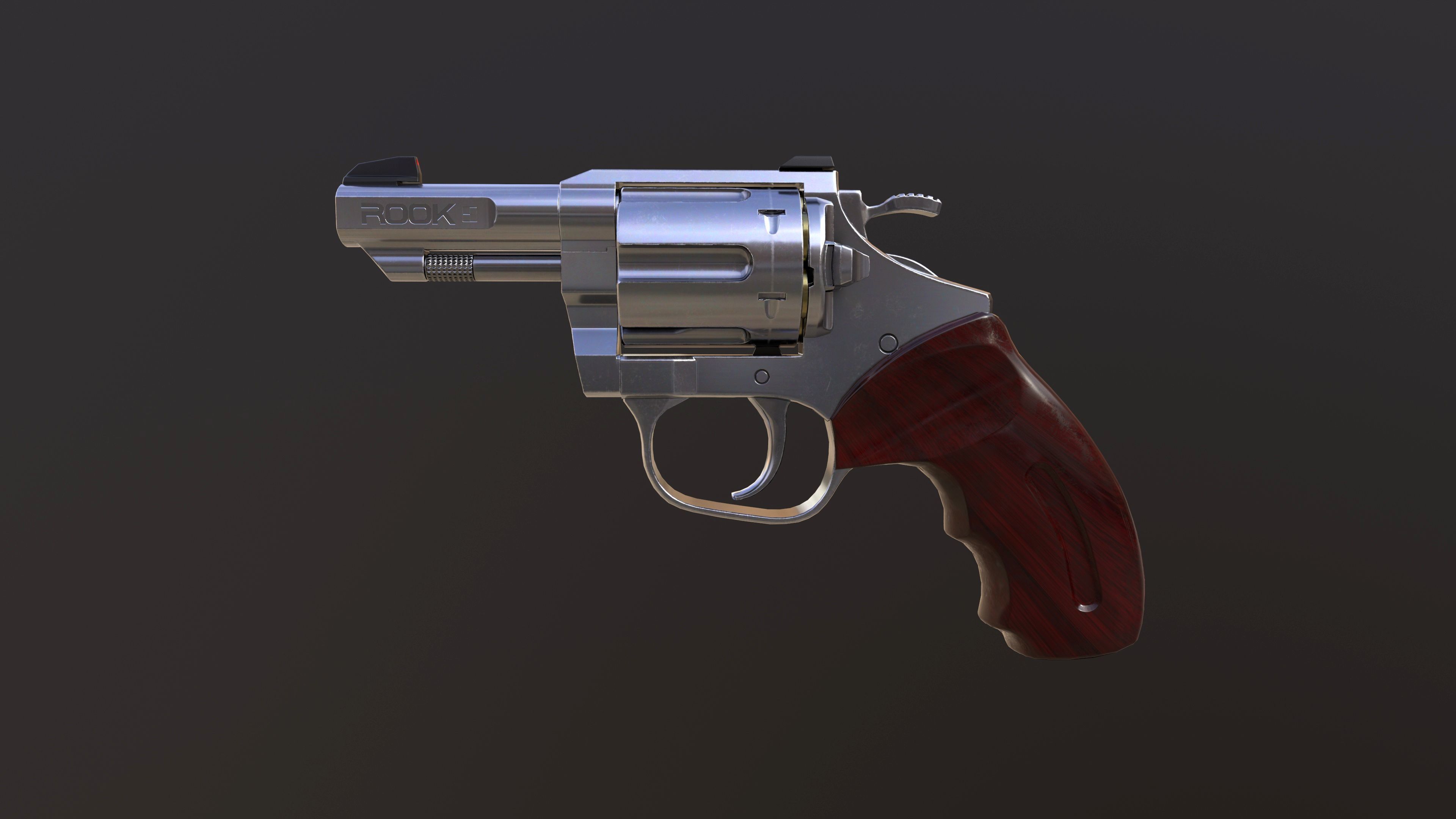 Rook Compact Revolver Stainless with Accessories Low-poly 3D model_10