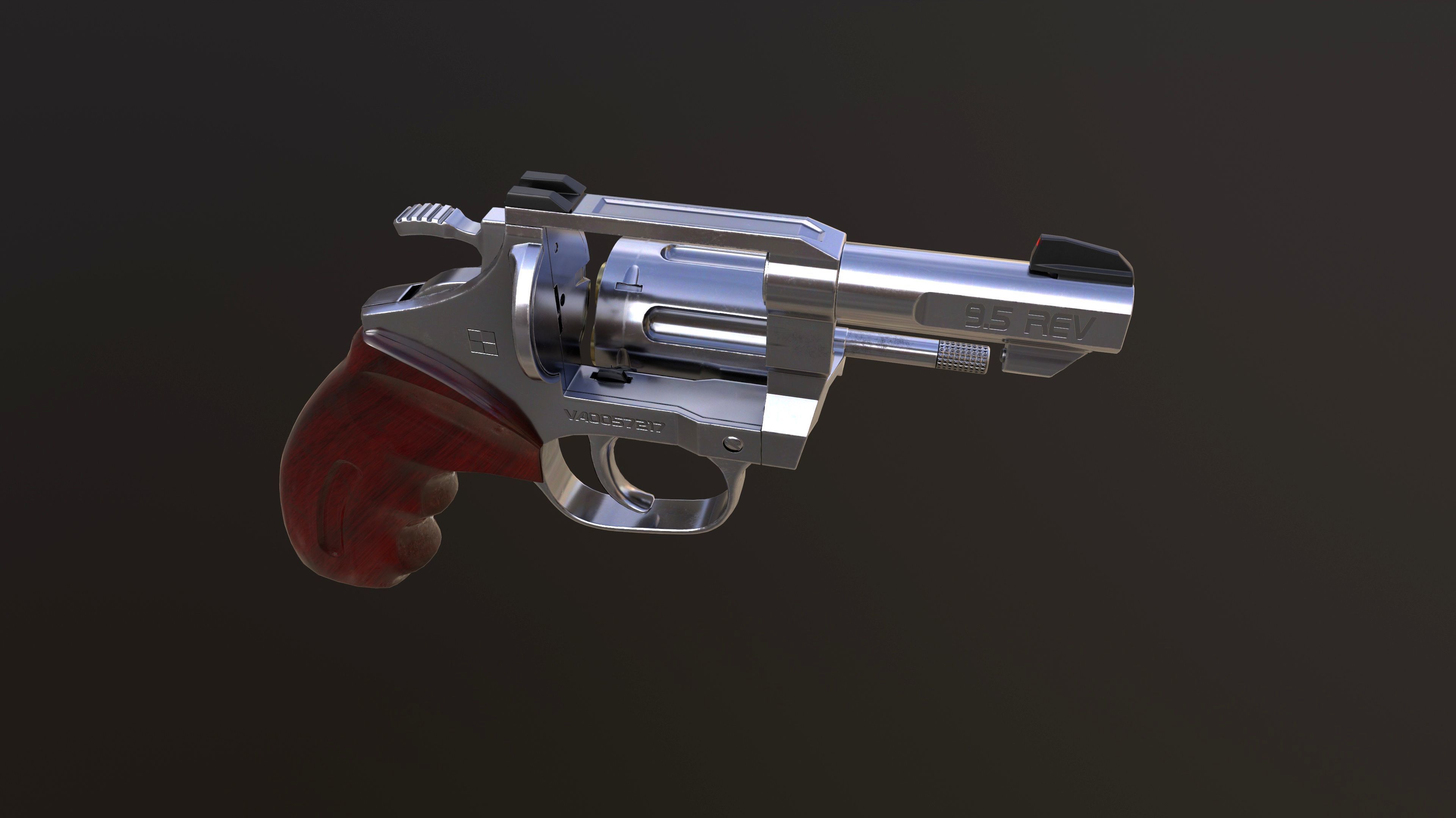 Rook Compact Revolver Stainless with Accessories Low-poly 3D model_19