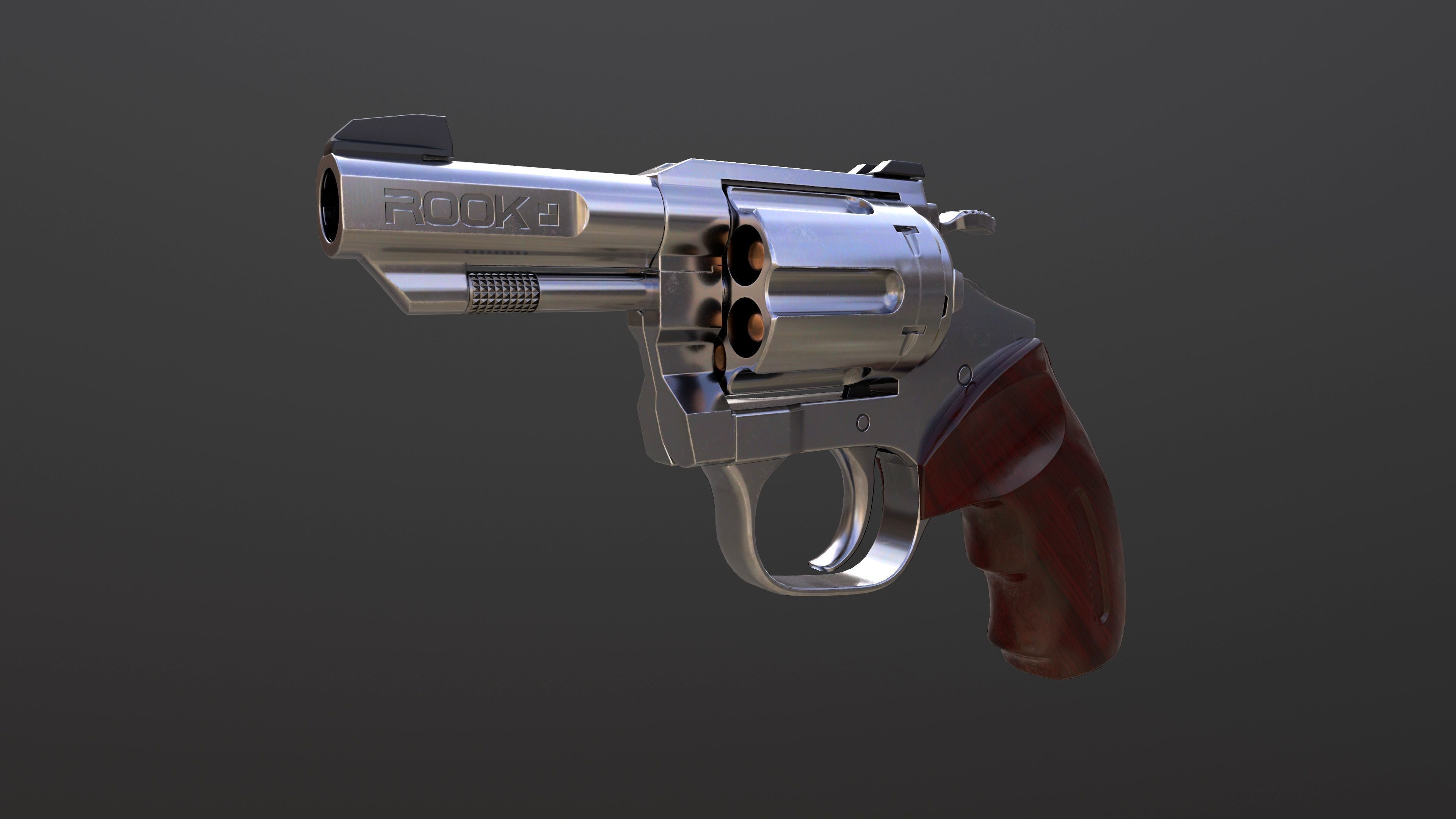Rook Compact Revolver Stainless with Accessories Low-poly 3D model_15