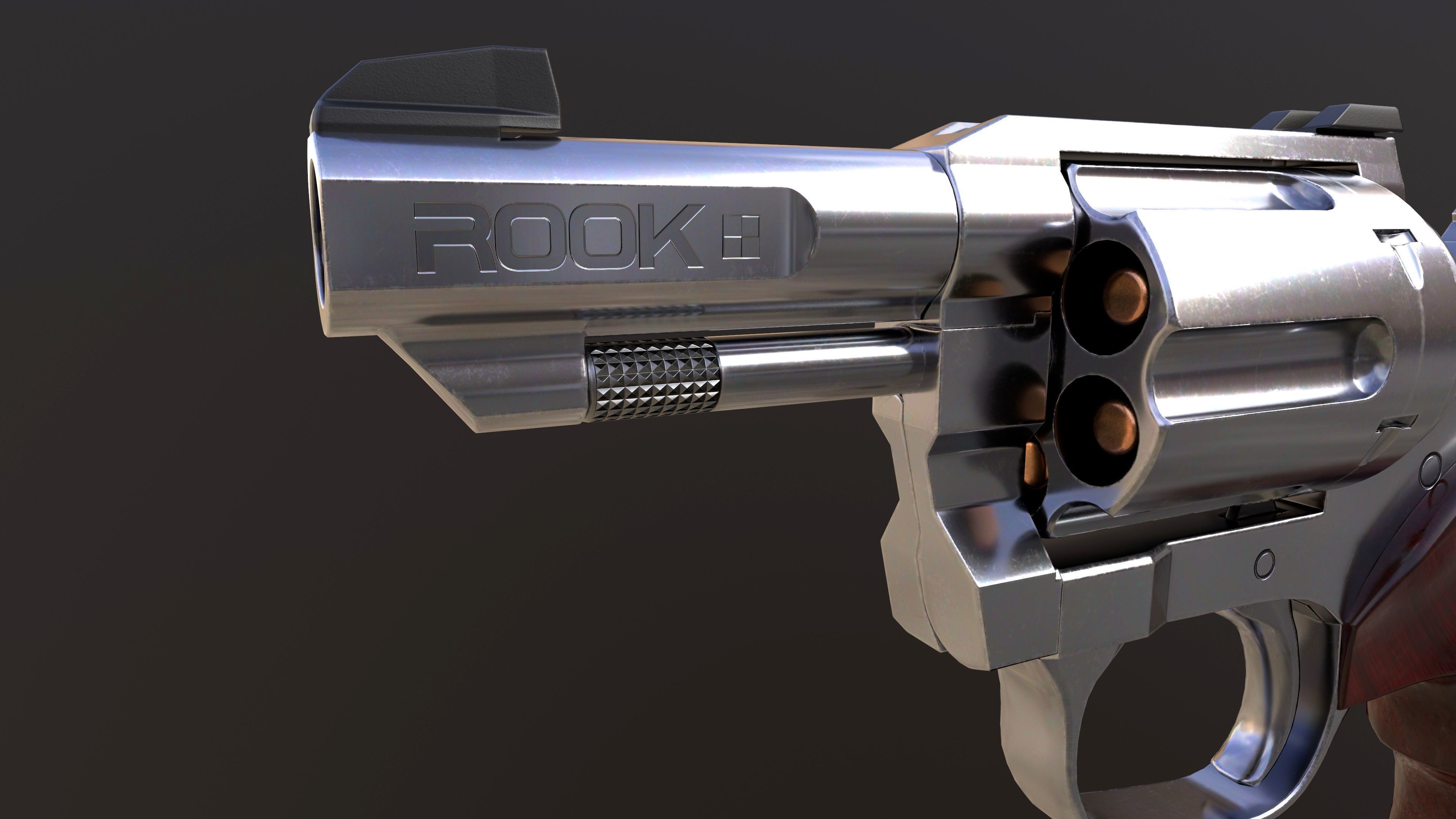 Rook Compact Revolver Stainless with Accessories Low-poly 3D model_23