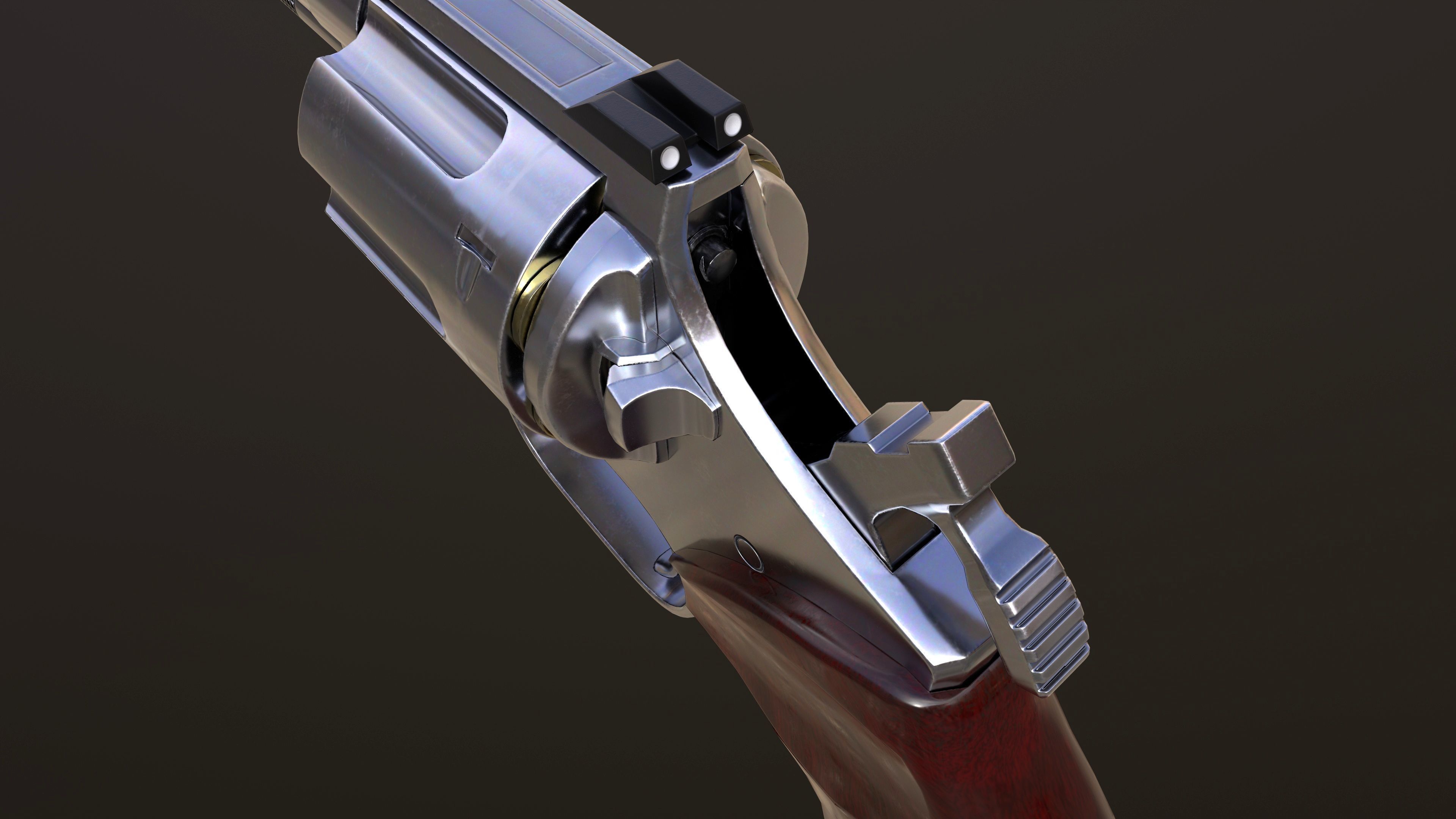 Rook Compact Revolver Stainless with Accessories Low-poly 3D model_21