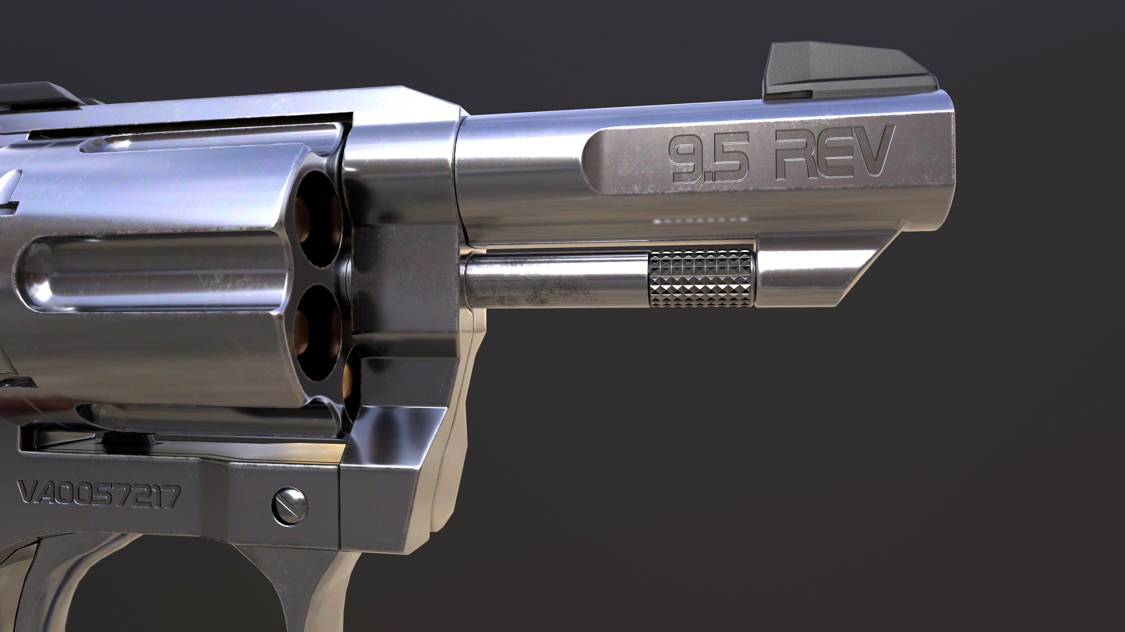 Rook Compact Revolver Stainless with Accessories Low-poly 3D model_26