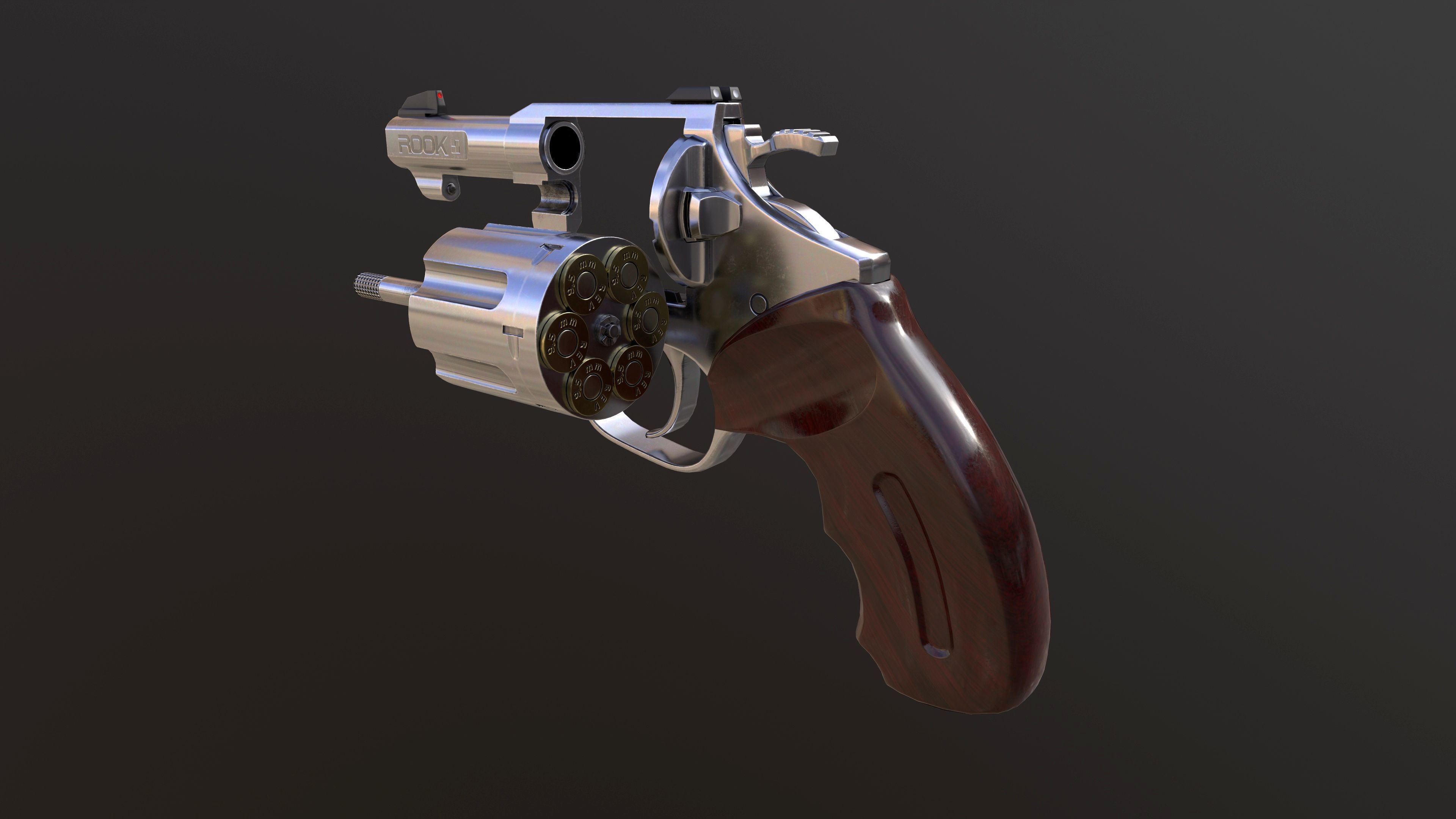 Rook Compact Revolver Stainless with Accessories Low-poly 3D model_17