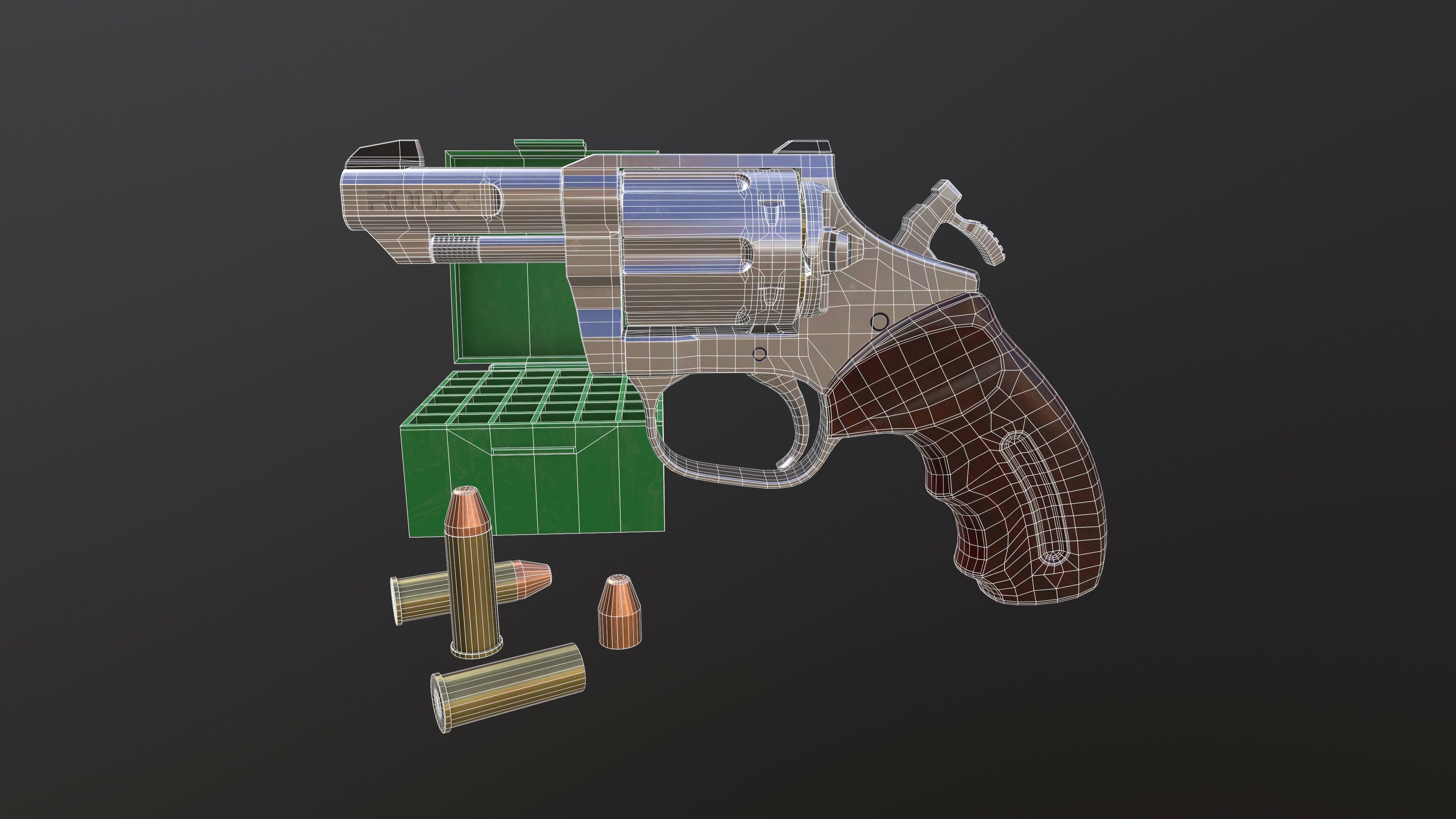 Rook Compact Revolver Stainless with Accessories Low-poly 3D model_39