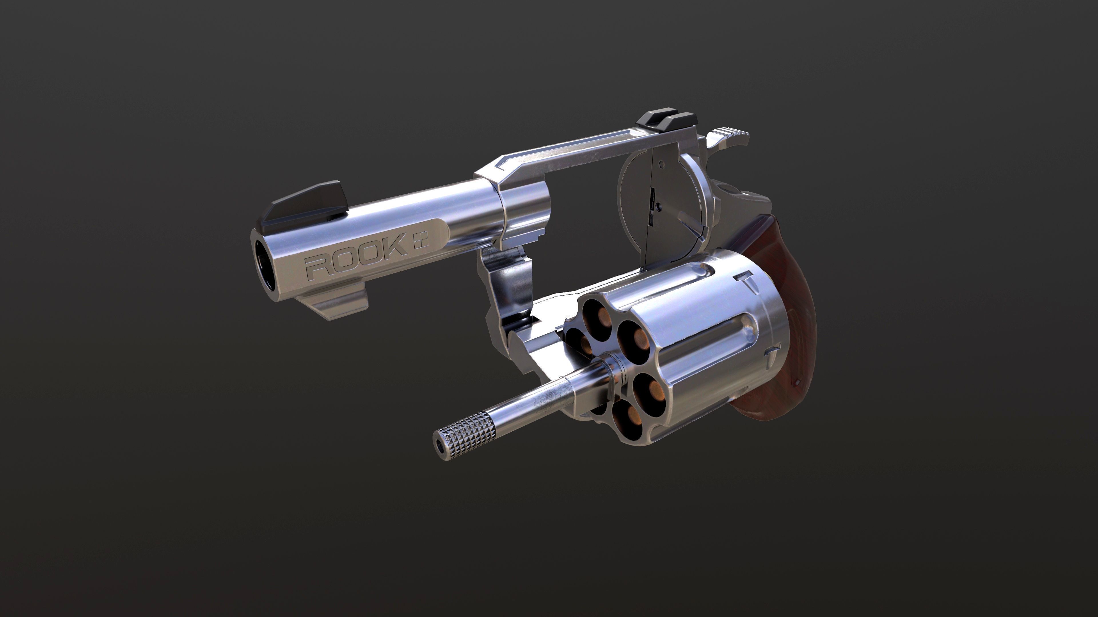 Rook Compact Revolver Stainless with Accessories Low-poly 3D model_18