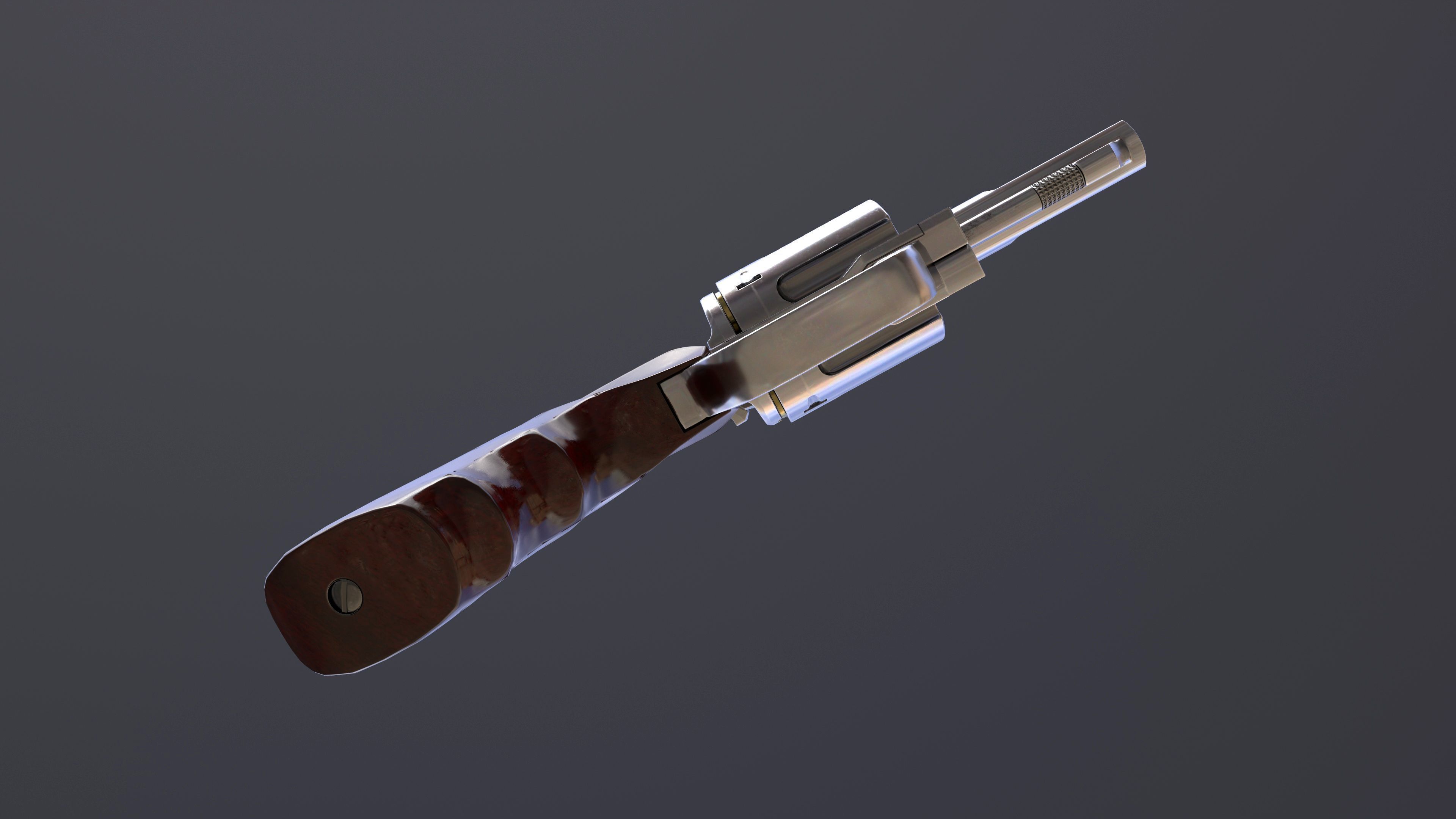 Rook Compact Revolver Stainless with Accessories Low-poly 3D model_27