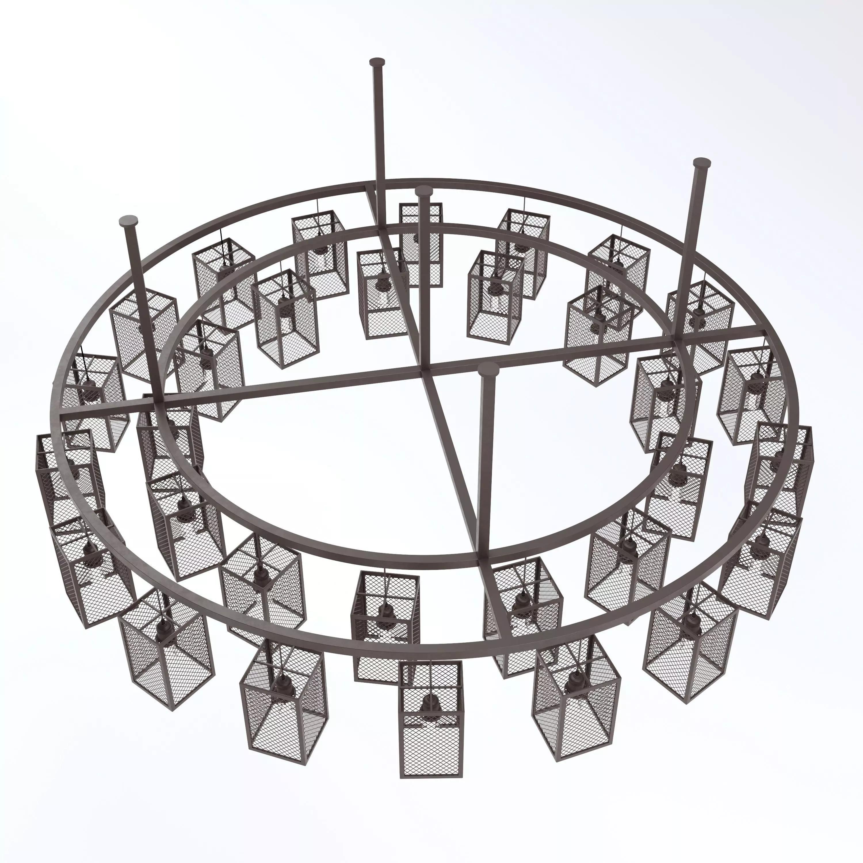Wrought Iron Concentric Circle Cage Light 3D model