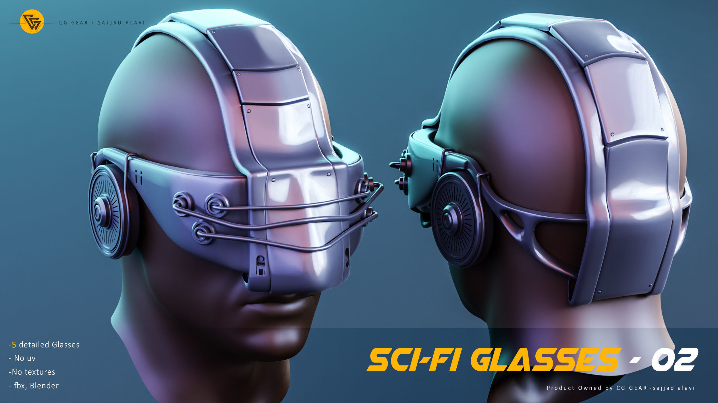 5 SCI-FI GLASSES BASEMESH 3D model_2