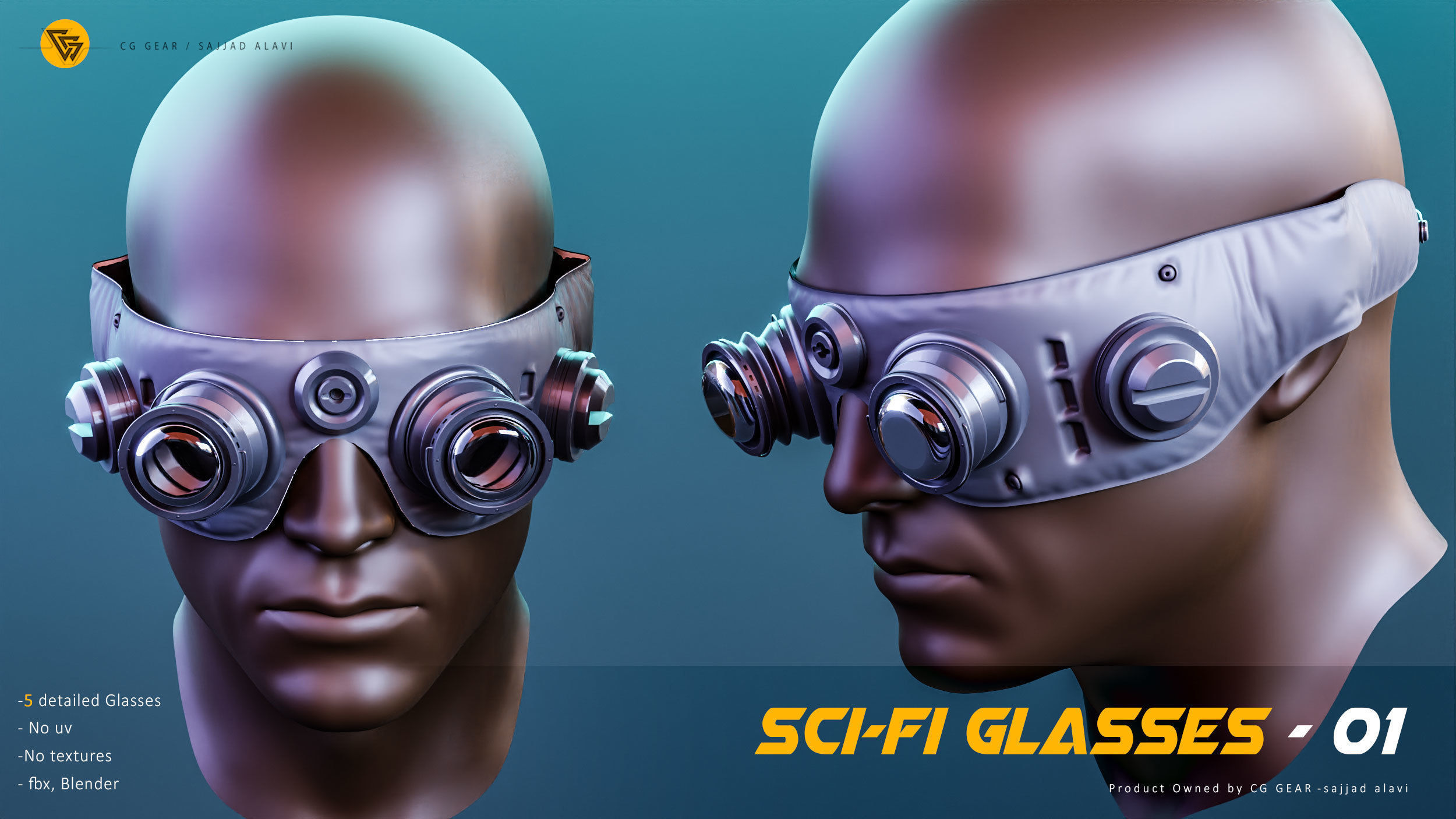 5 SCI-FI GLASSES BASEMESH 3D model_1