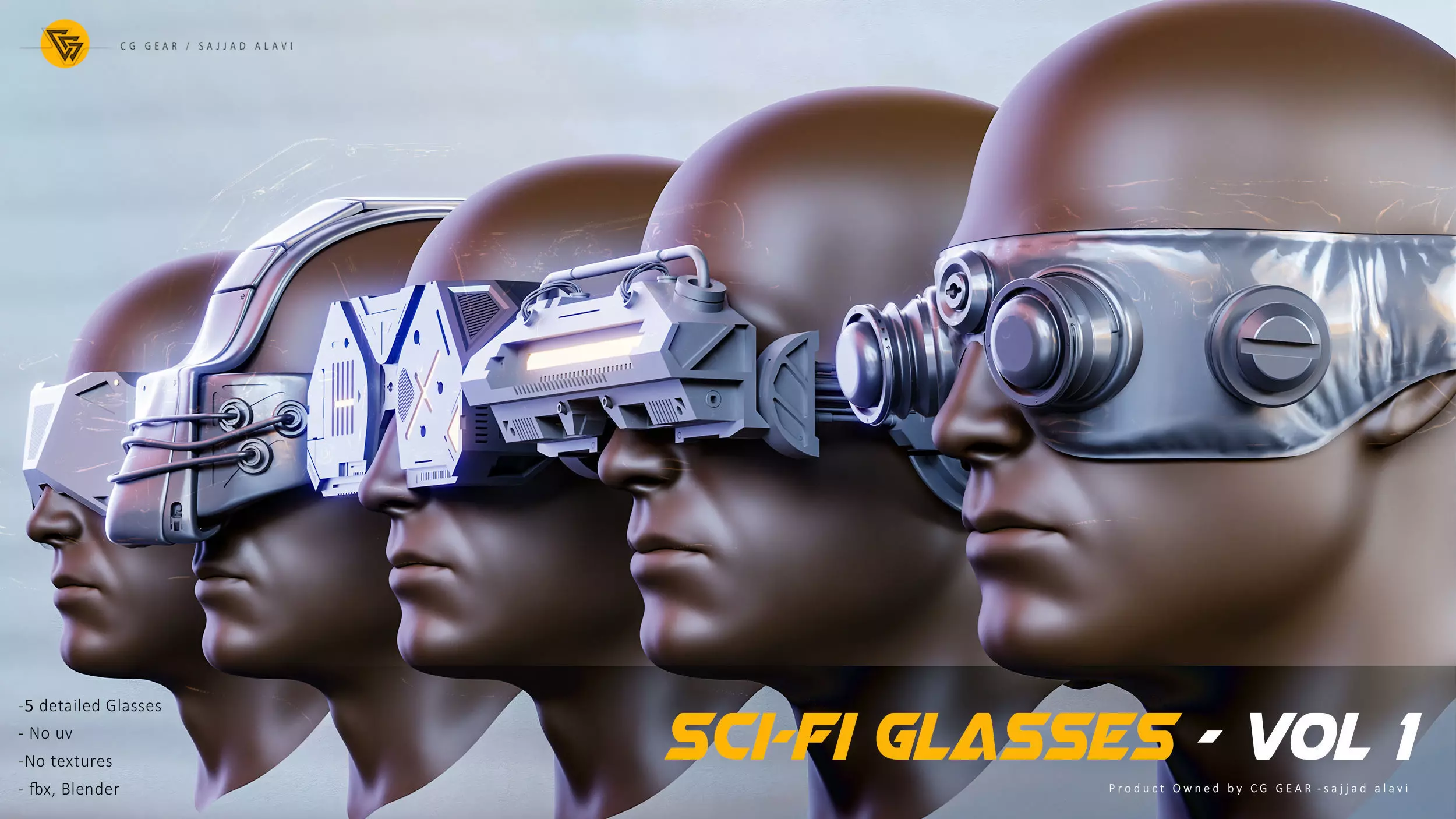 5 SCI-FI GLASSES BASEMESH 3D model_0