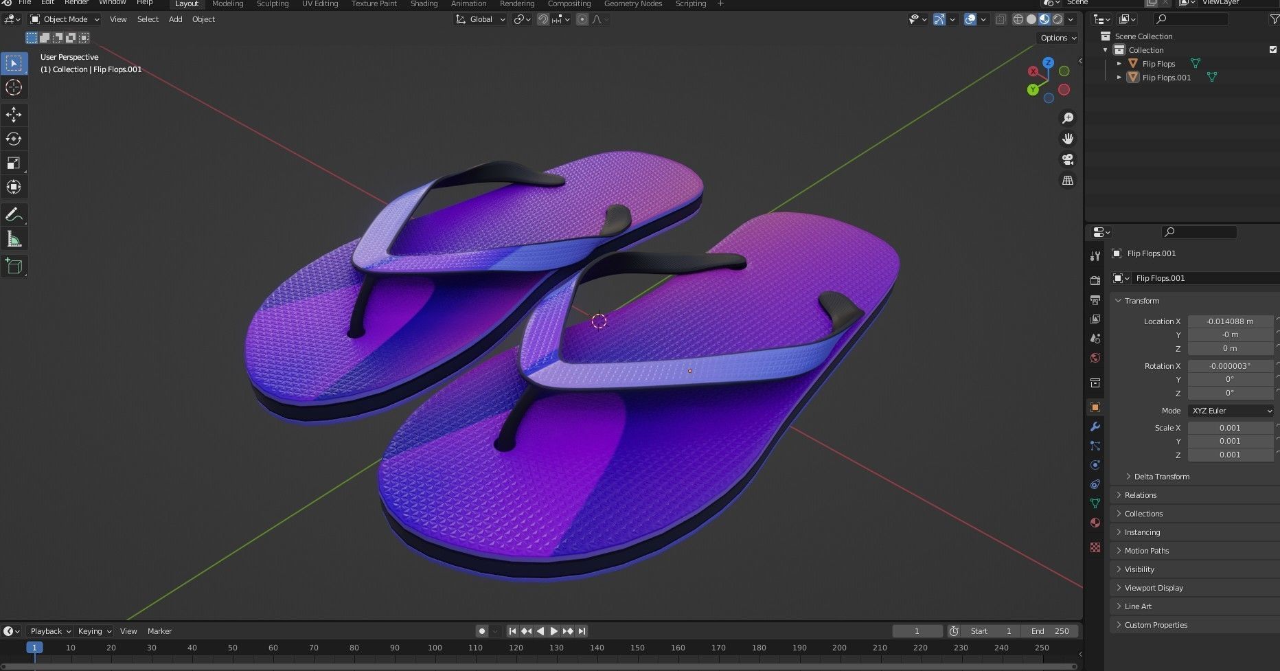 Flip Flops Pack PBR Low-poly 3D model_18