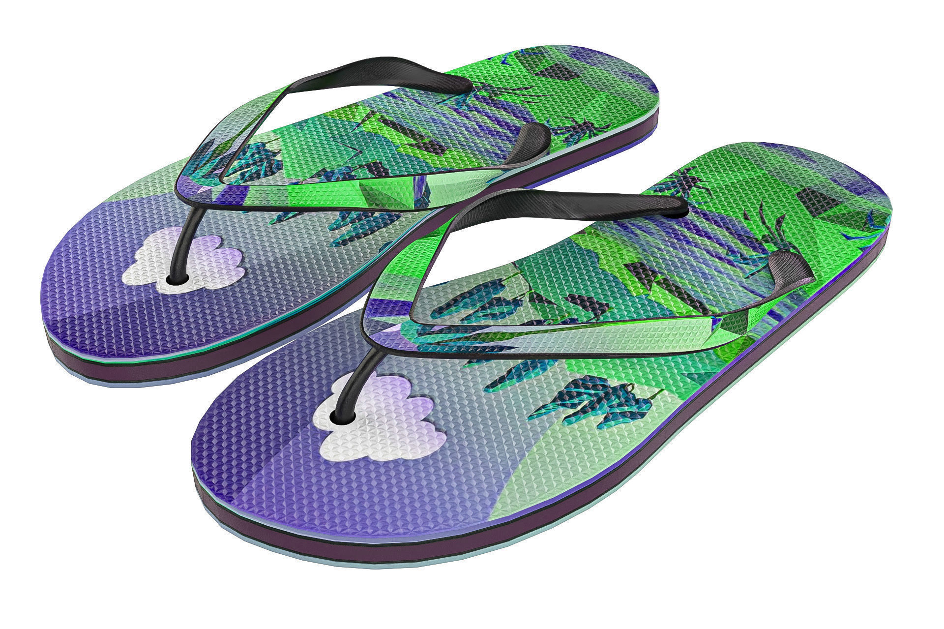 Flip Flops Pack PBR Low-poly 3D model_8