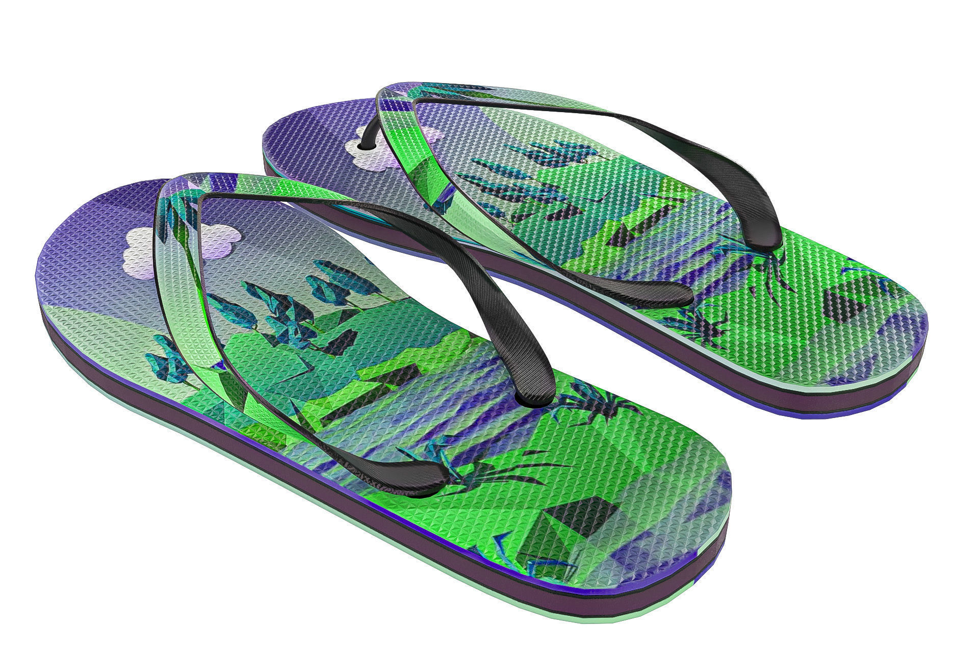 Flip Flops Pack PBR Low-poly 3D model_14