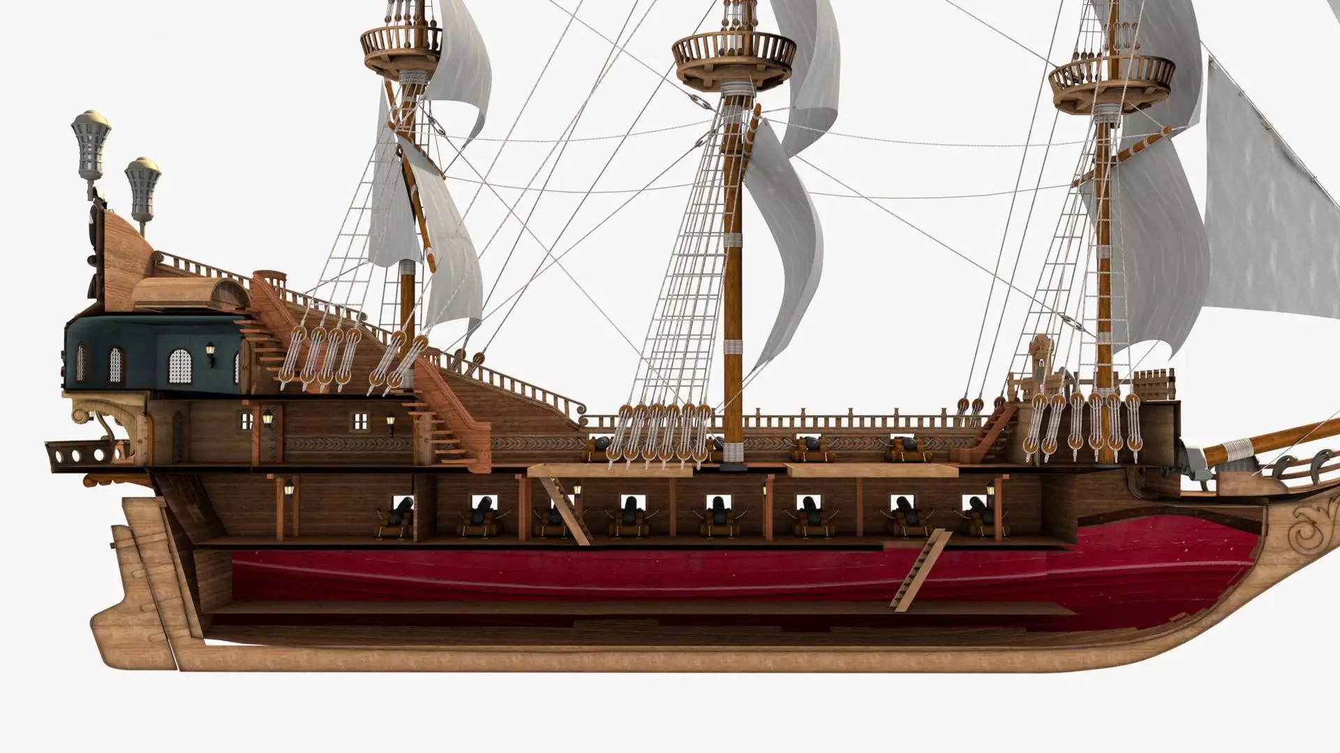 Galeon pirate ship 3D model_20