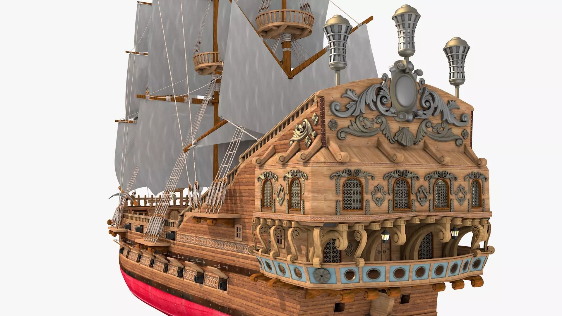 Galeon pirate ship 3D model_22