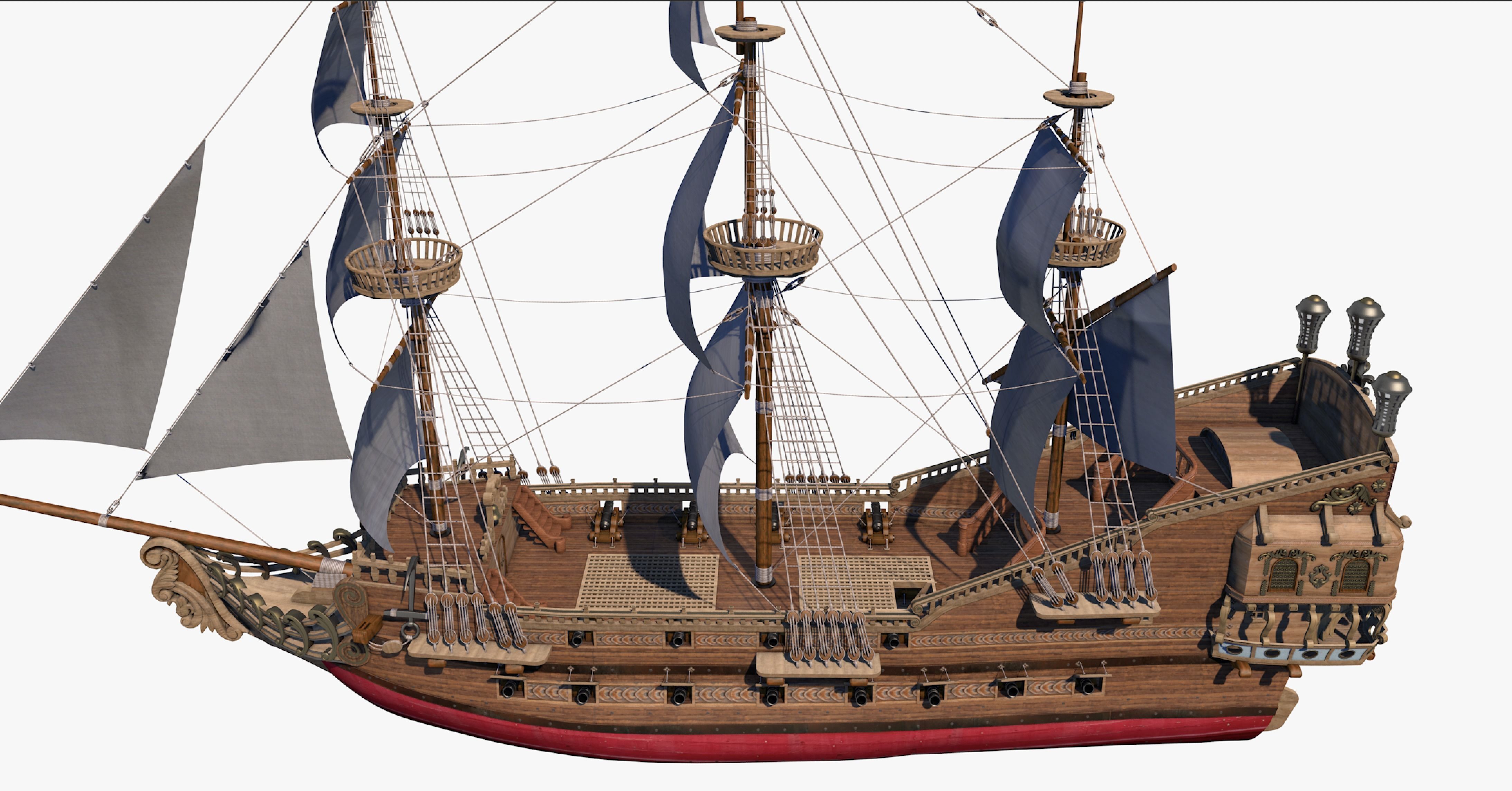 Galeon pirate ship 3D model_2