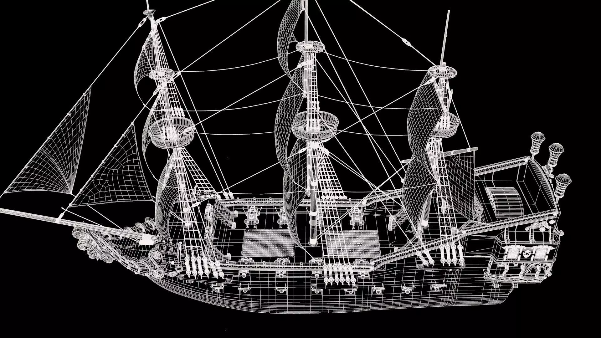 Galeon pirate ship 3D model_40