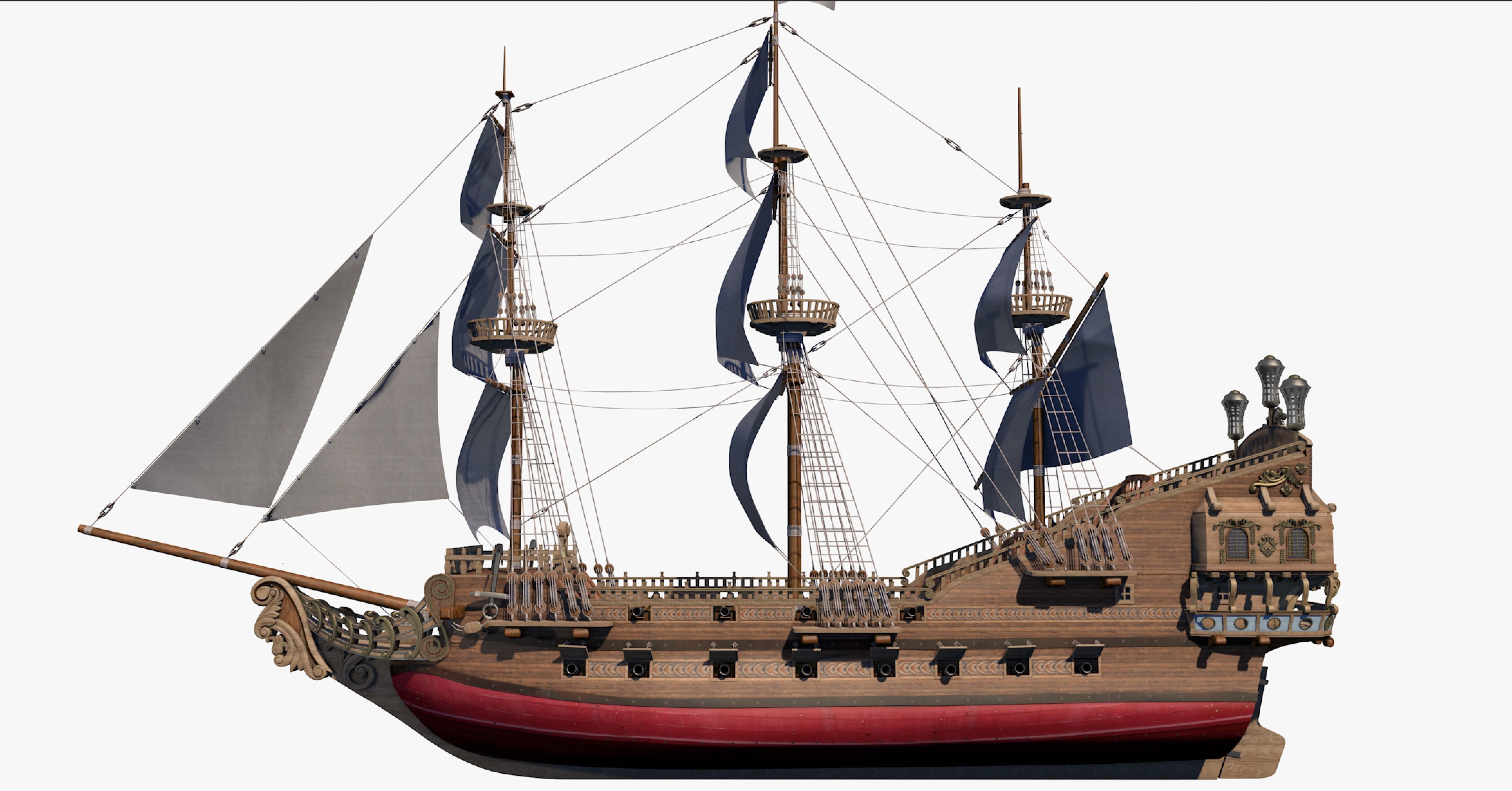 Galeon pirate ship 3D model_1
