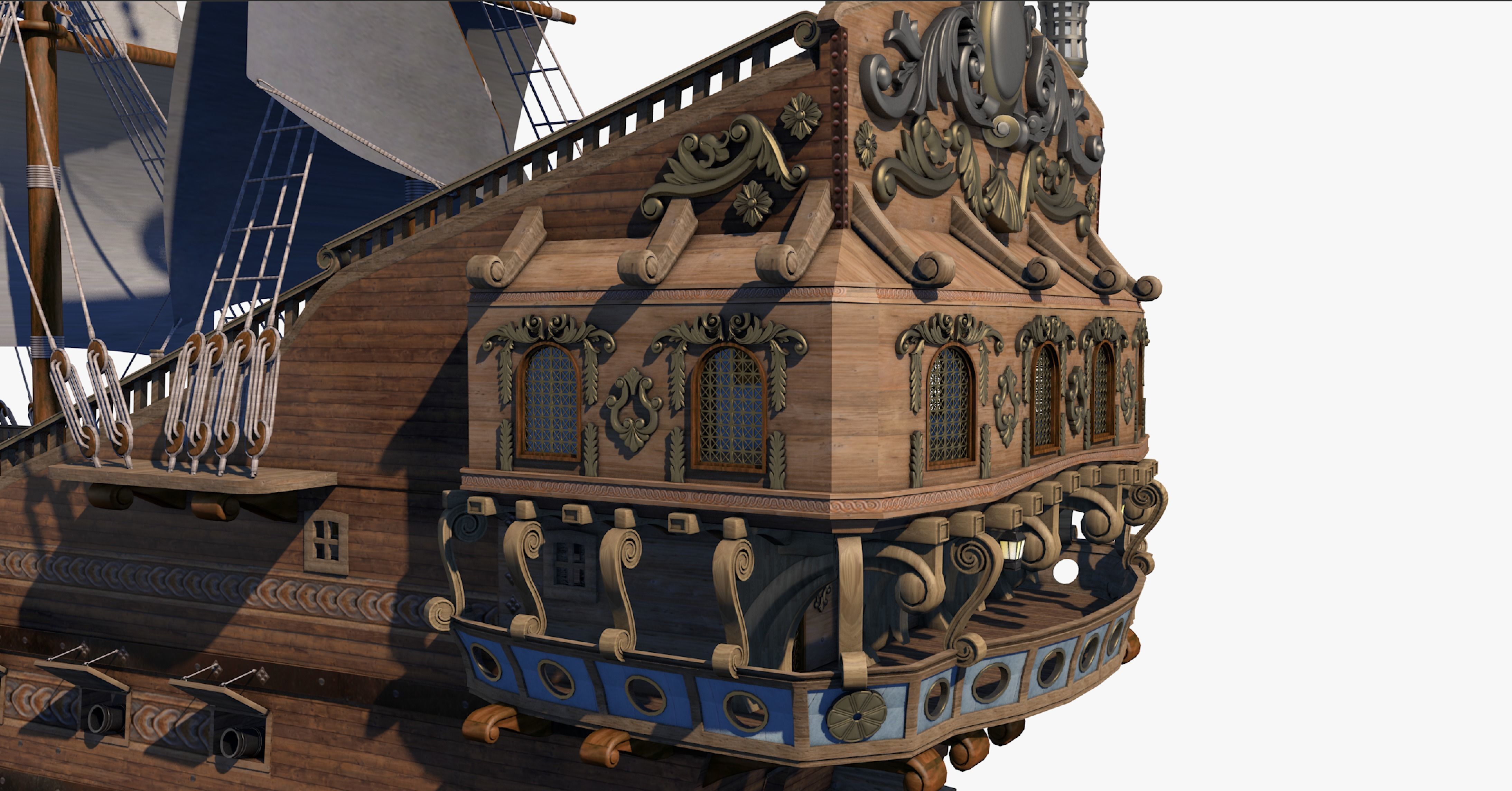 Galeon pirate ship 3D model_8
