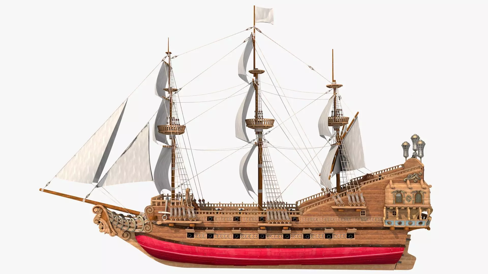 Galeon pirate ship 3D model_21
