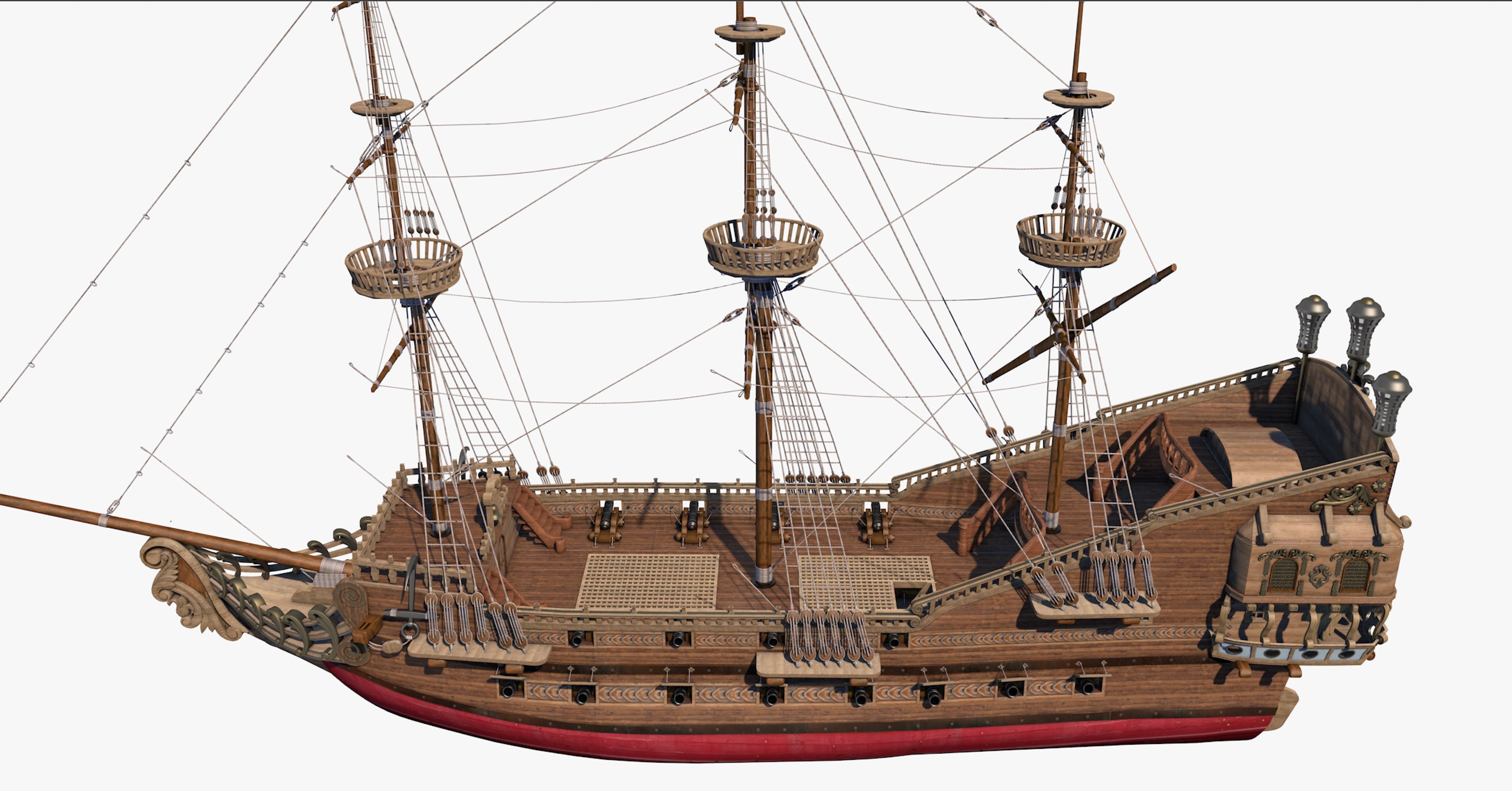 Galeon pirate ship 3D model_3
