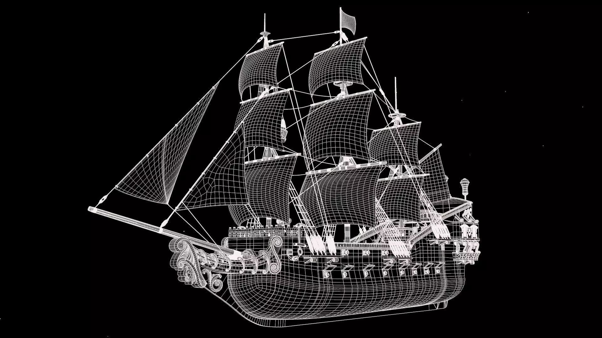 Galeon pirate ship 3D model_38