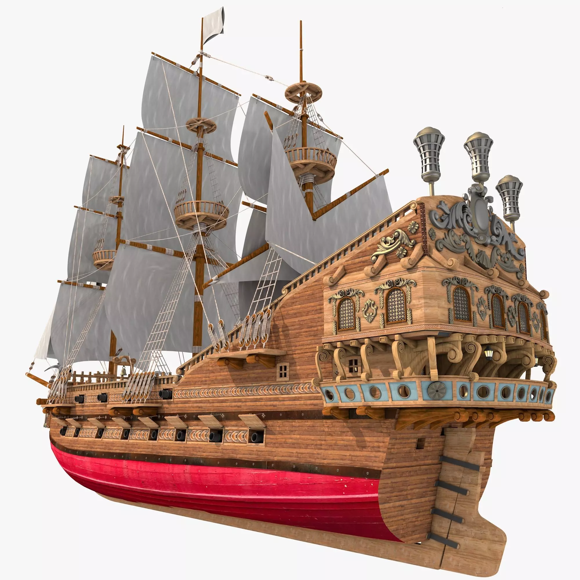 Galeon pirate ship 3D model_19