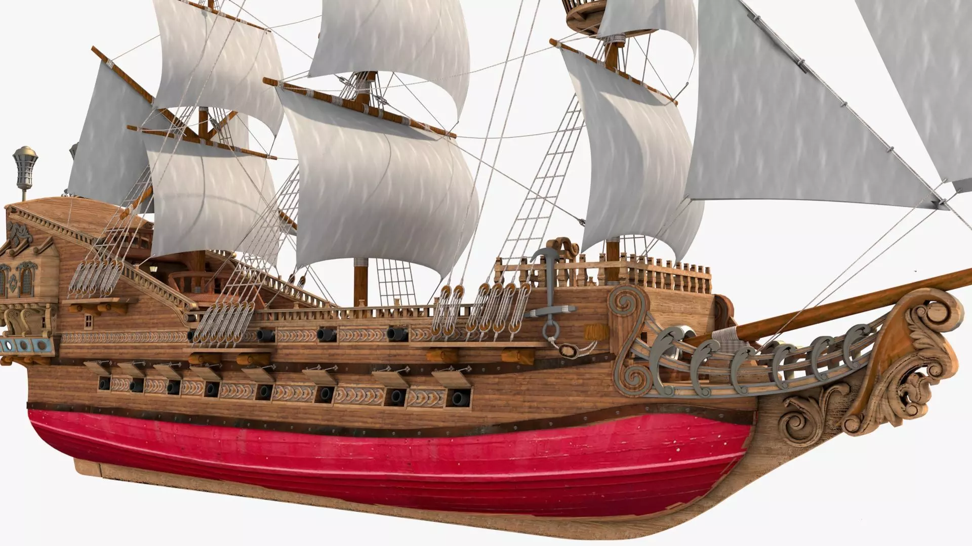 Galeon pirate ship 3D model_12