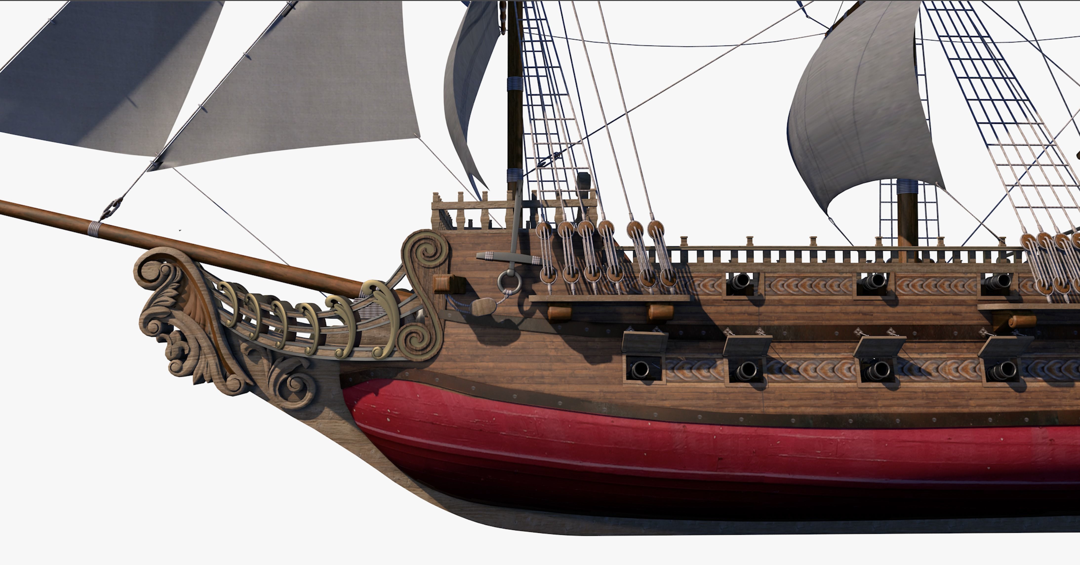 Galeon pirate ship 3D model_9