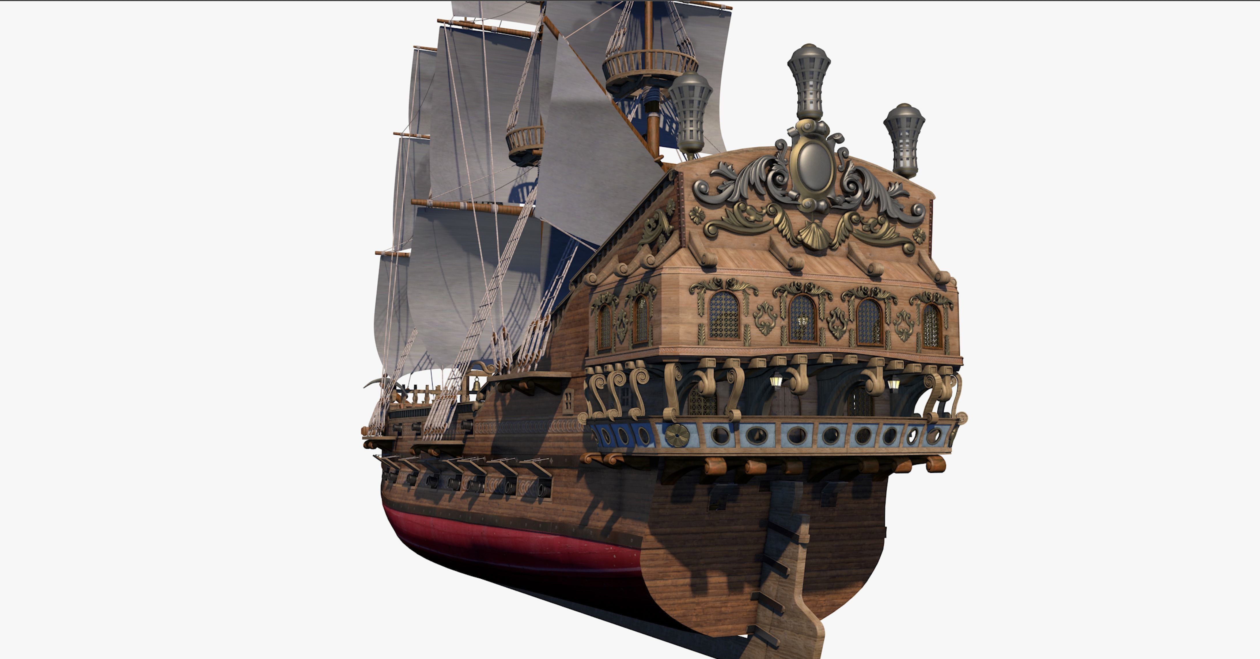 Galeon pirate ship 3D model_4