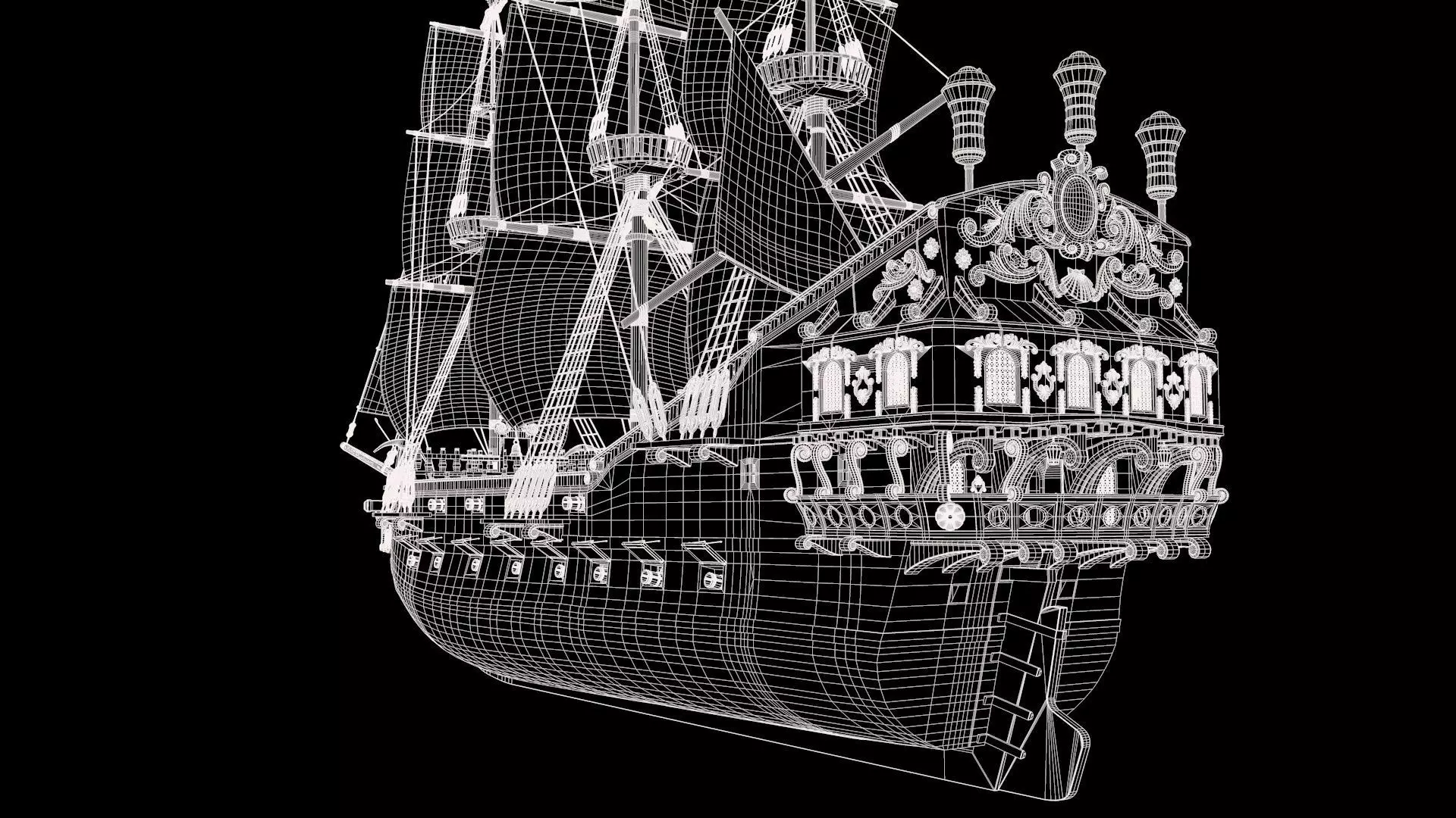 Galeon pirate ship 3D model_39