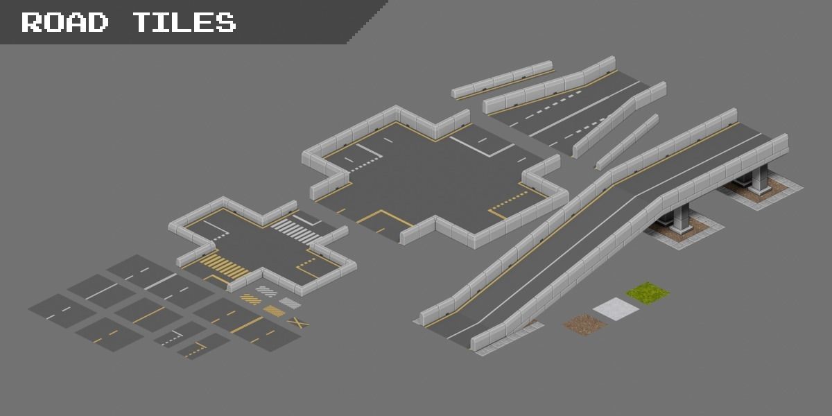 Game City Asset Pack Low-poly 3D model_8