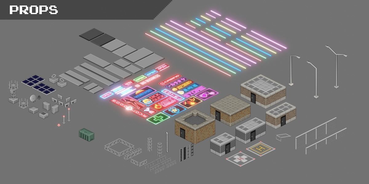 Game City Asset Pack Low-poly 3D model_6