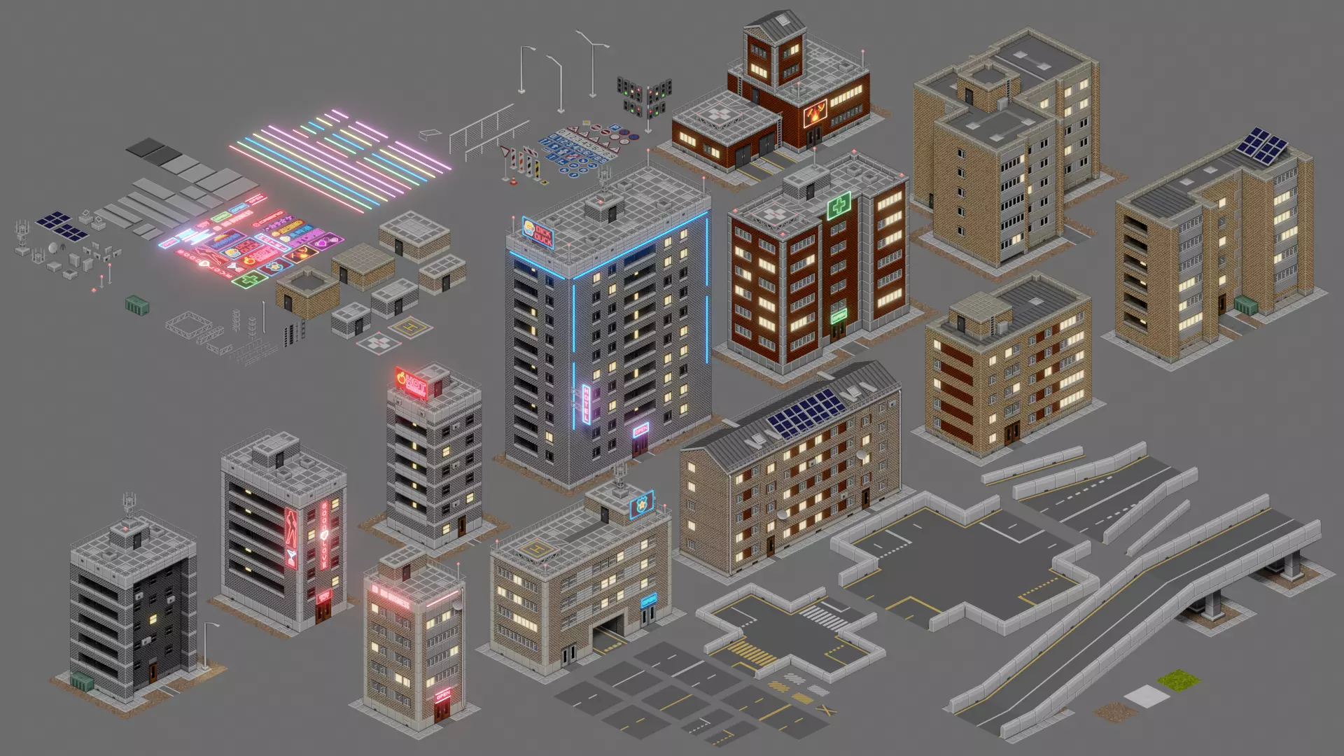 Game City Asset Pack Low-poly 3D model_0