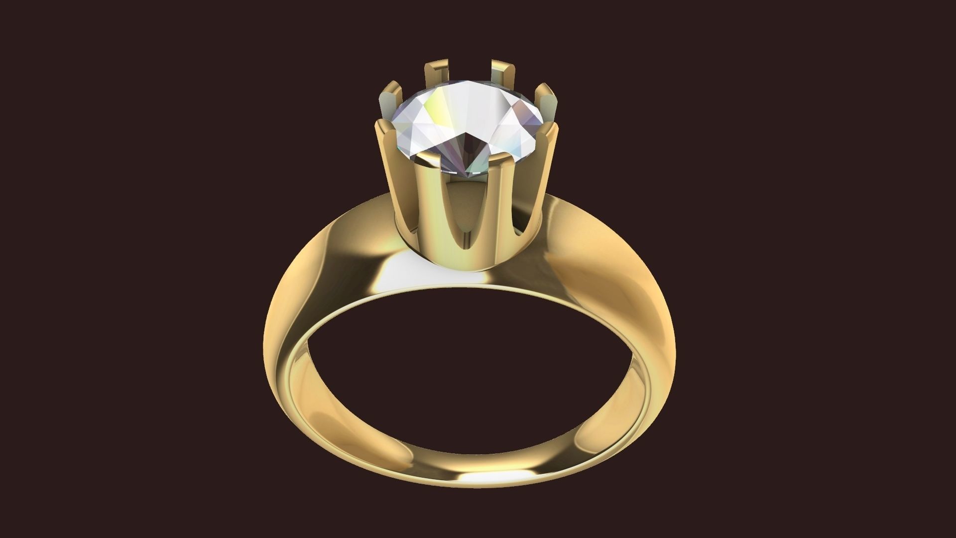 17 1 carat solitaire crown ring stl verified 3D print model_1