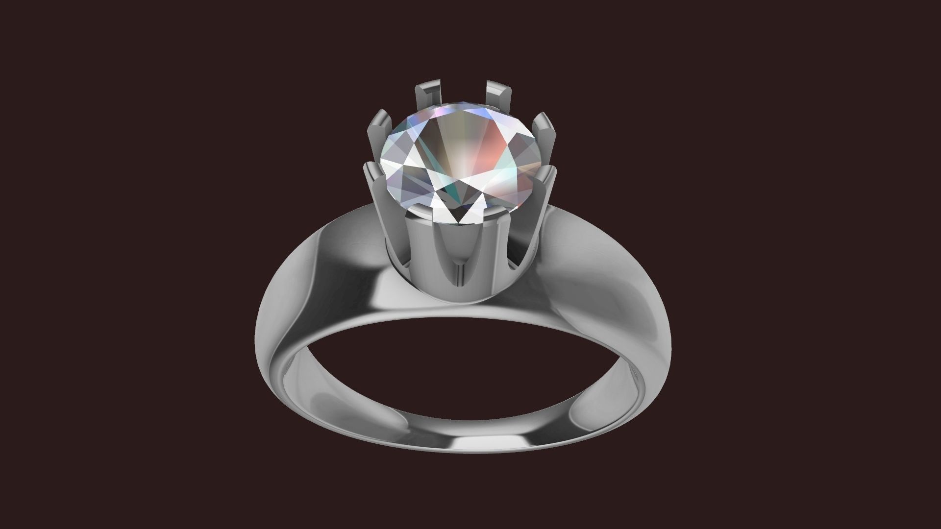 14 1 carat solitaire crown ring stl verified 3D print model_14