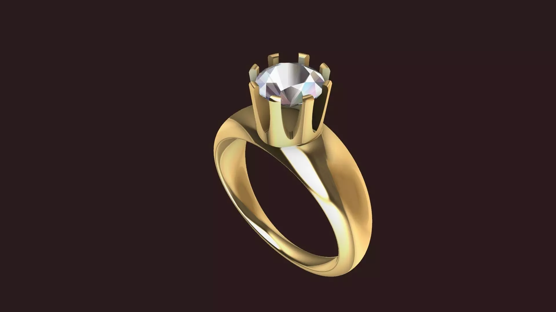 14 1 carat solitaire crown ring stl verified 3D print model_0