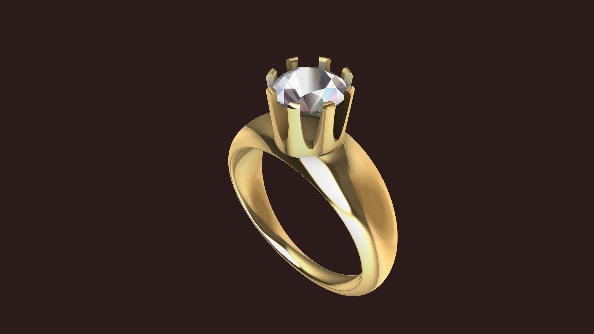 4 sizes 1 carat solitaire crown ring stl verified 3D print model_1