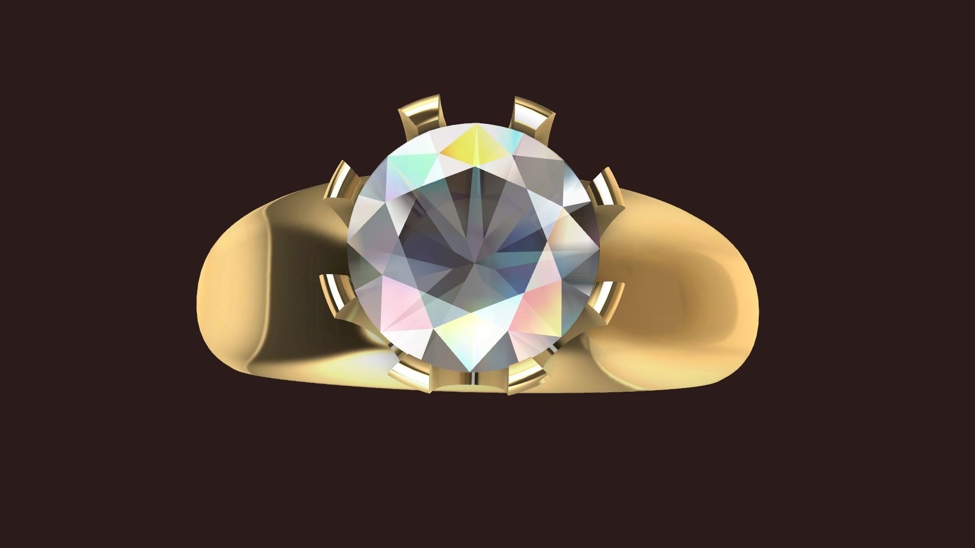 4 sizes 1 carat solitaire crown ring stl verified 3D print model_39