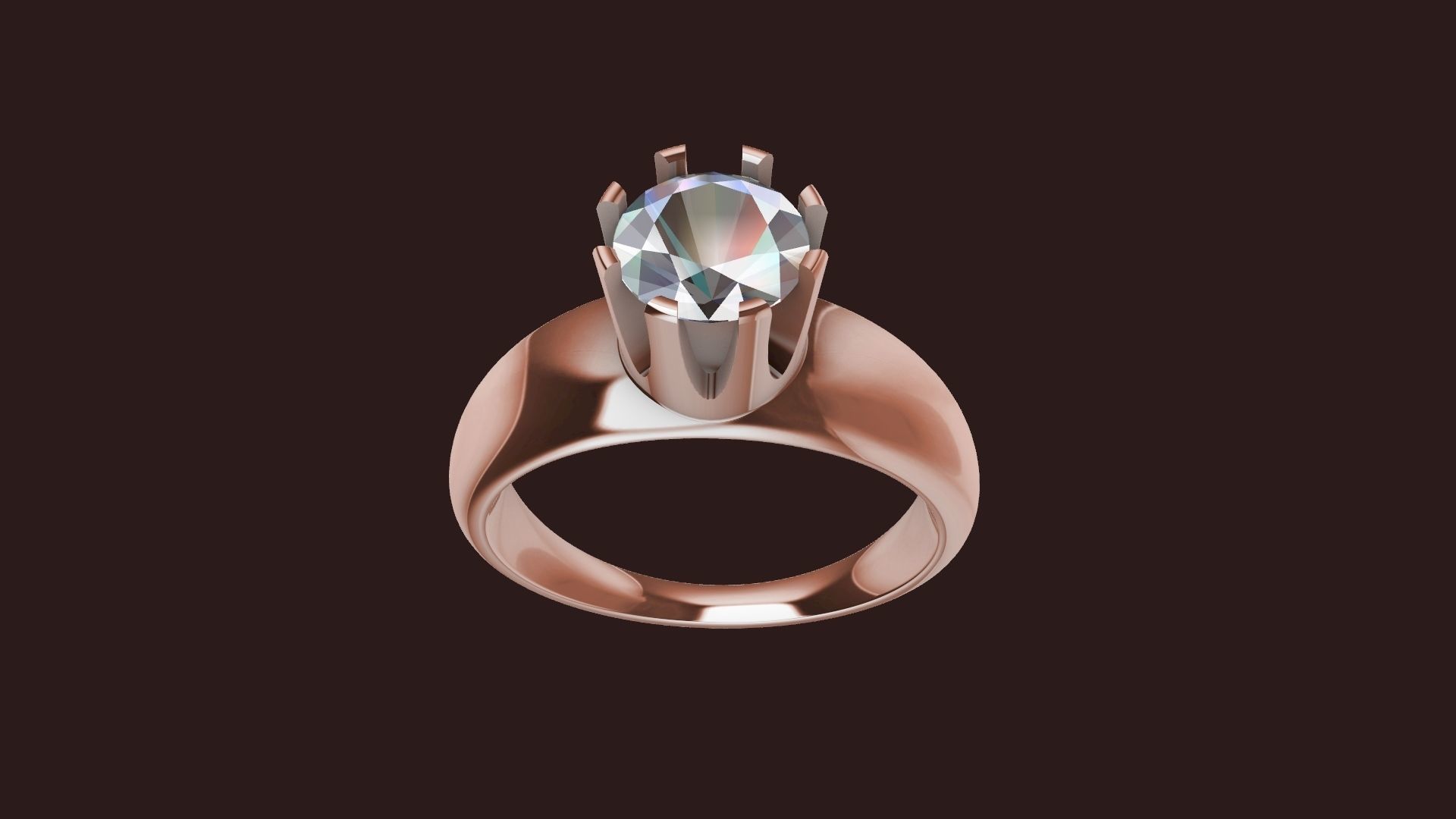 4 sizes 1 carat solitaire crown ring stl verified 3D print model_56