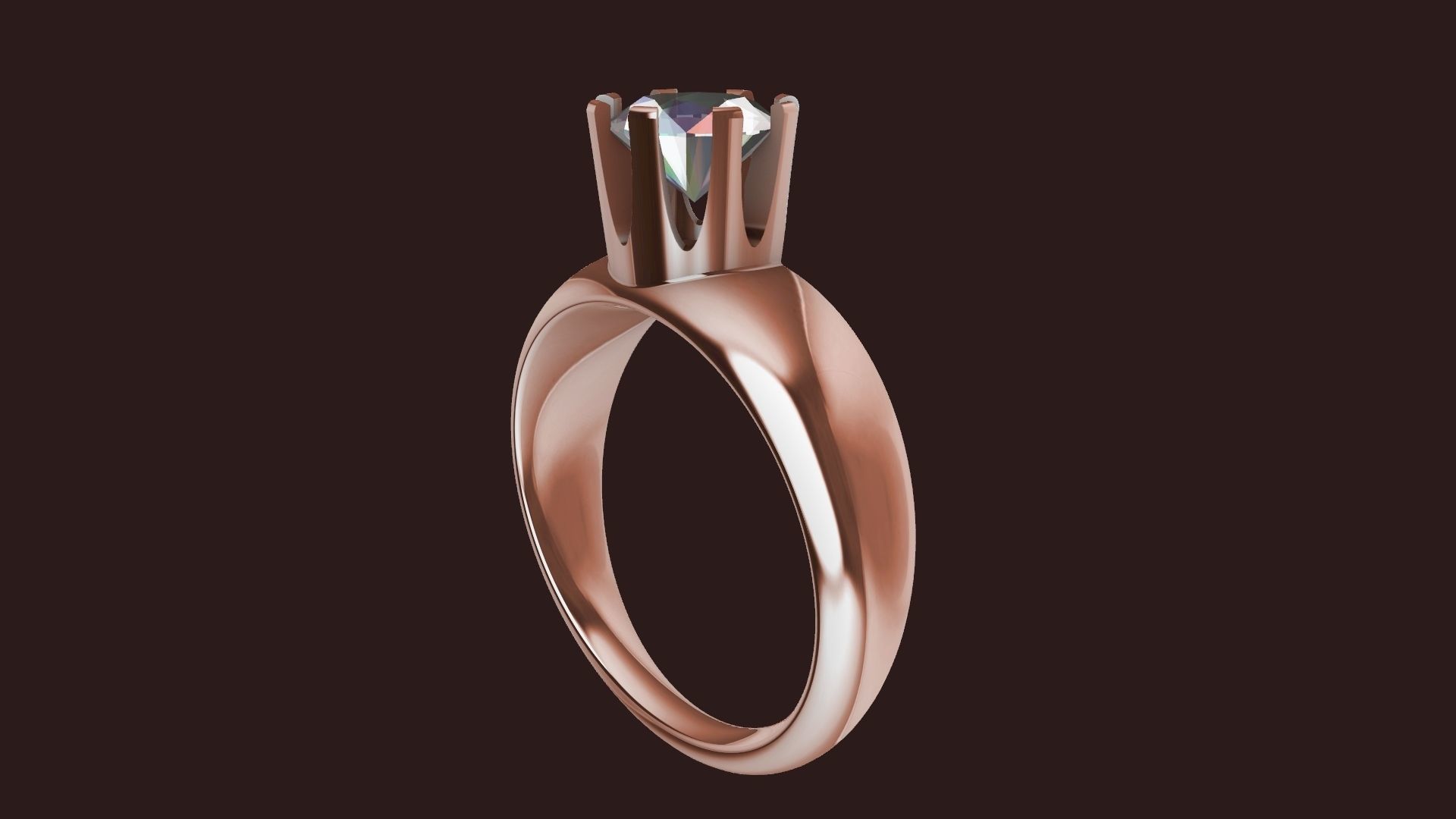4 sizes 1 carat solitaire crown ring stl verified 3D print model_60