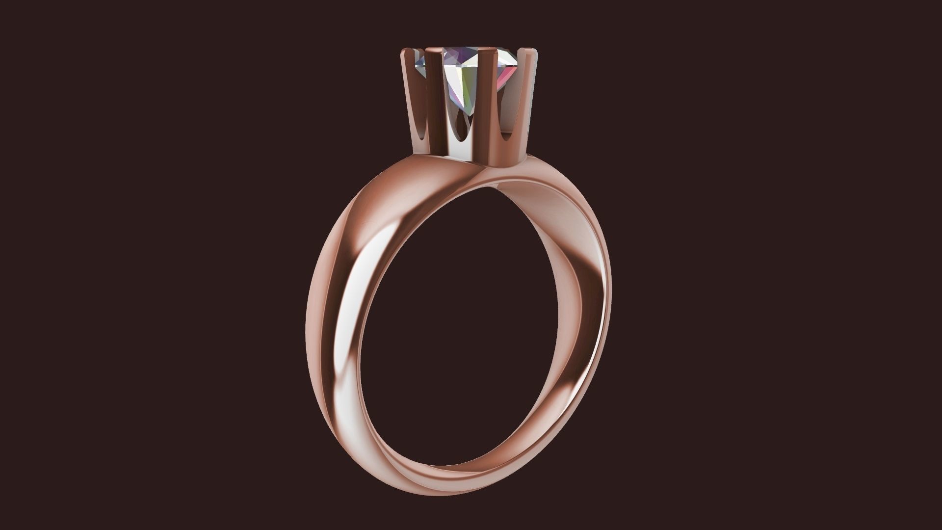 4 sizes 1 carat solitaire crown ring stl verified 3D print model_50